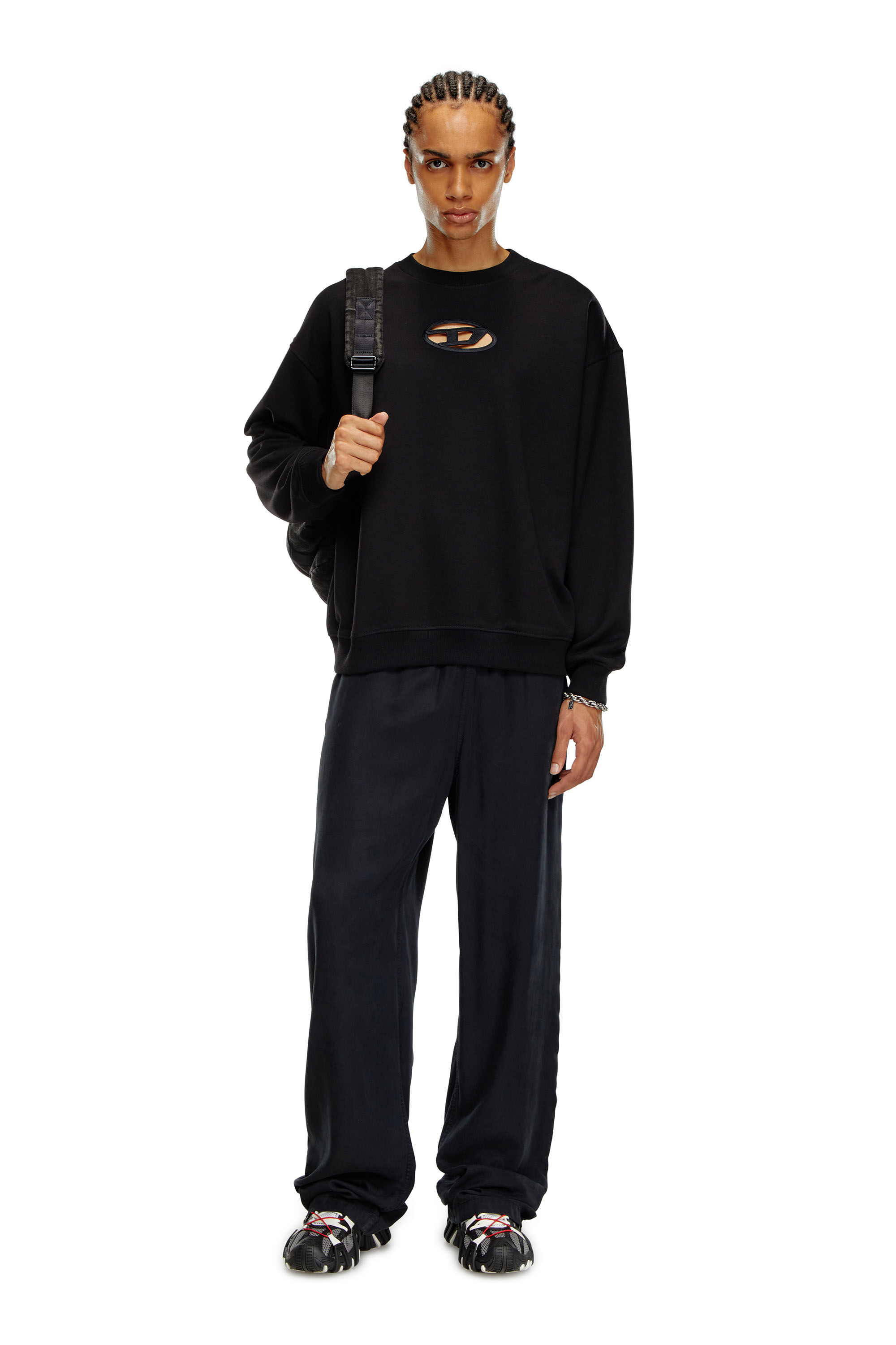 Sudadera con logotipo Oval D recortado Hombre Negro Diesel