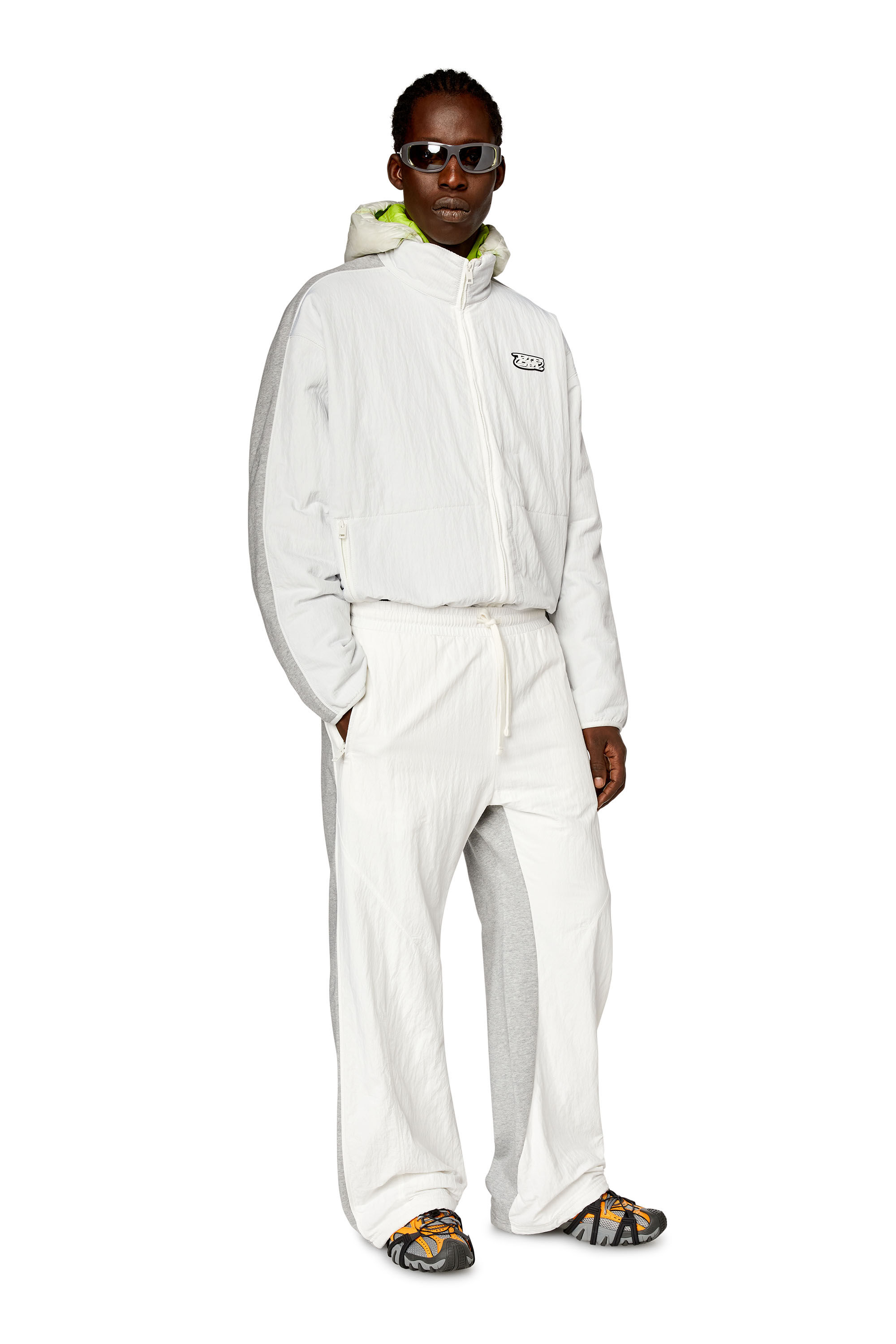 Diesel - P-BERTO, Man Track pants in crinkled nylon and jersey in Multicolor - Image 1