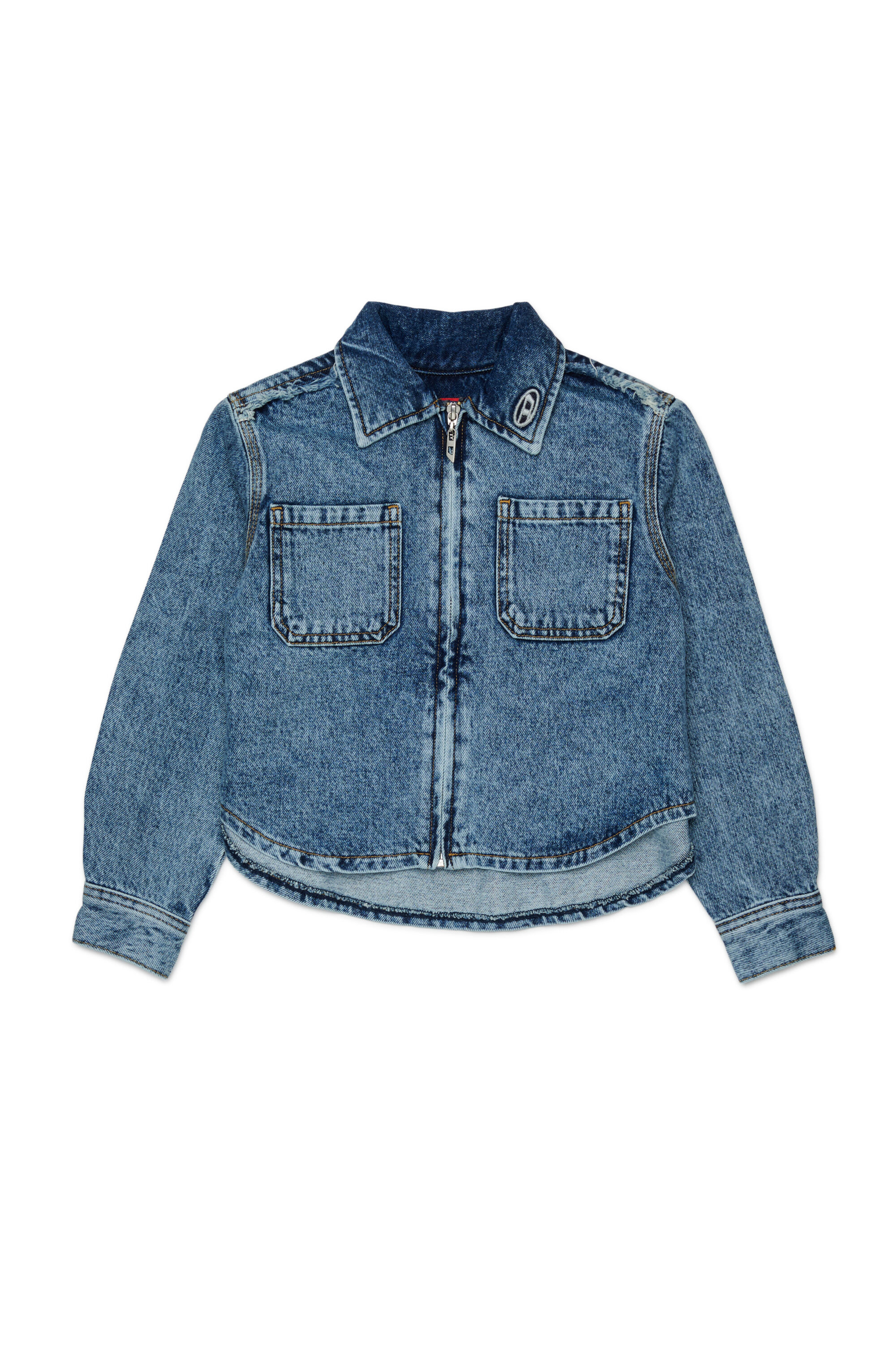 Diesel - CELKA, Camisa vaquera con cierre y detalle deshilachado Mujer in Azul marino - 1