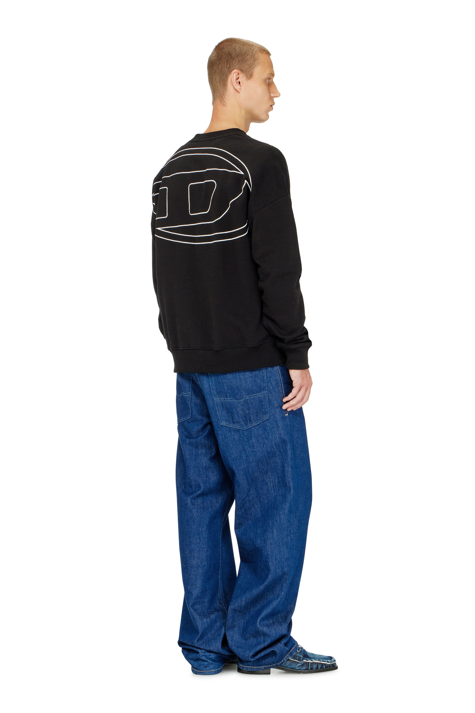 Diesel - S-ROB-MEGOVAL-D, Sudadera con logotipo bordado Hombre in Negro - 1