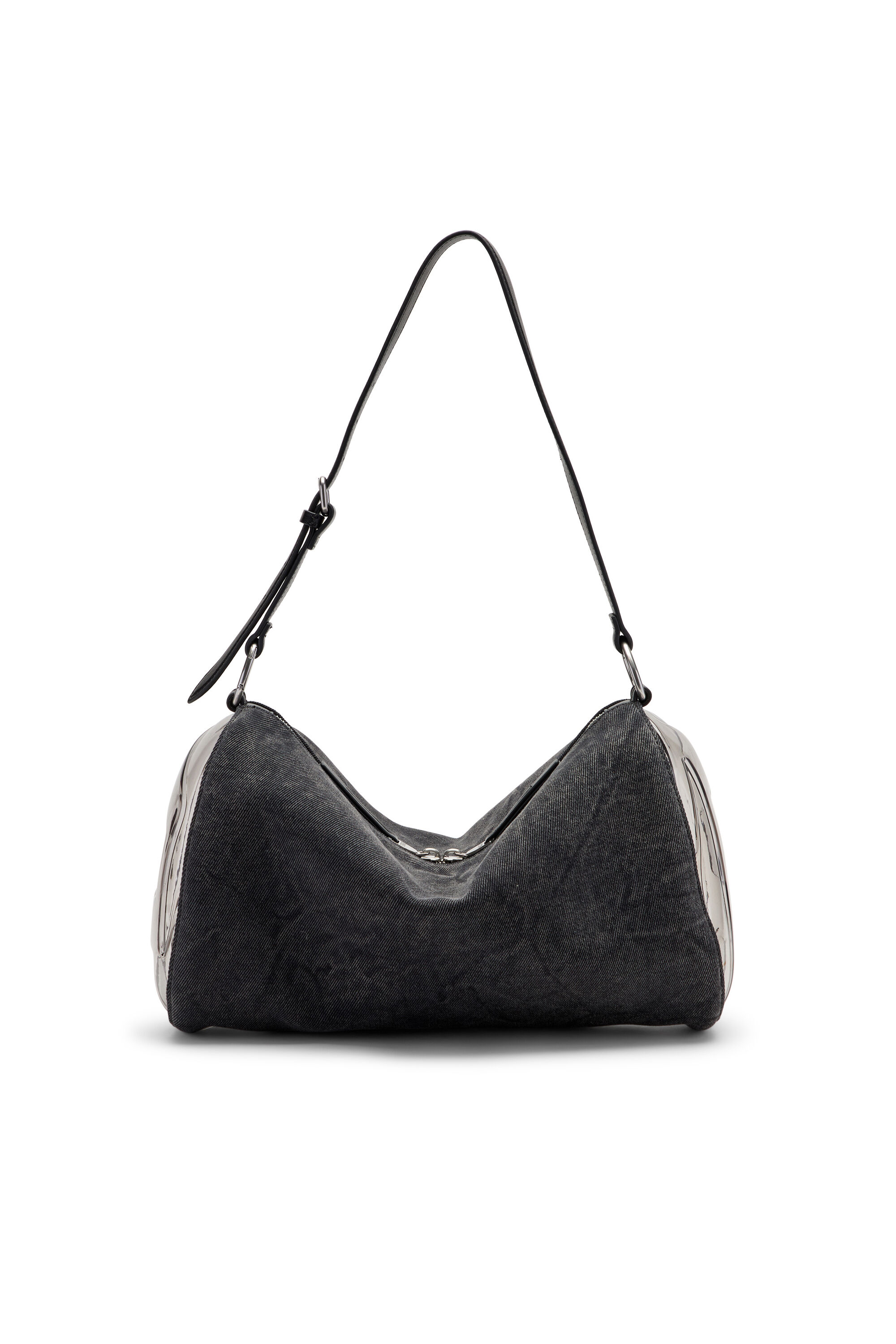 Diesel - LOAD-D SHOULDER BAG X, Load-D-Bolso bandolera con laterales Oval D transparentes Unisex in Negro - 2