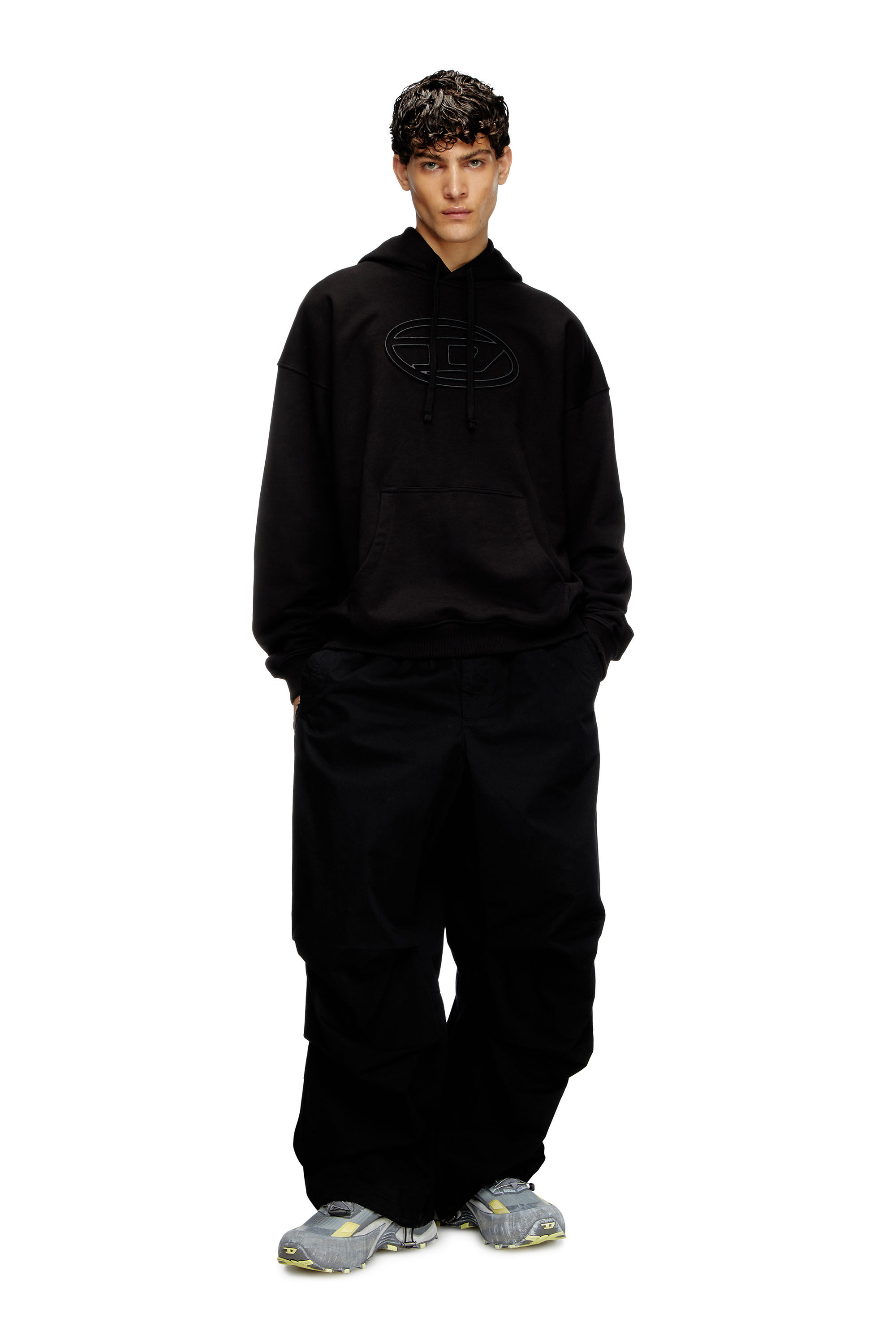 Diesel - S-UMMER-BIGOVAL, Sudadera con capucha y Oval D en relieve Hombre in Negro - 1