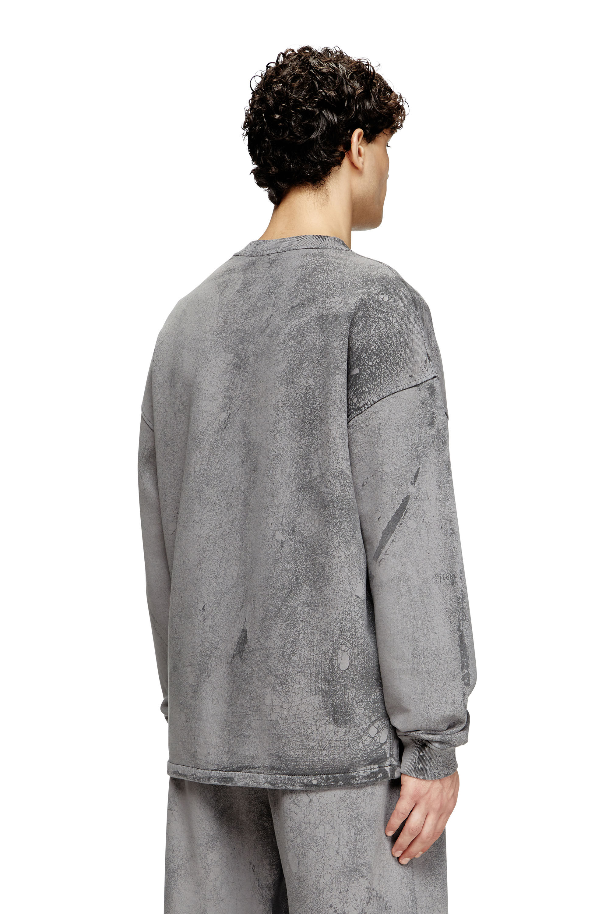 Diesel - S-BAXT-T1, Sudadera con efecto agrietado y logotipo micro Hombre in Gris - 4