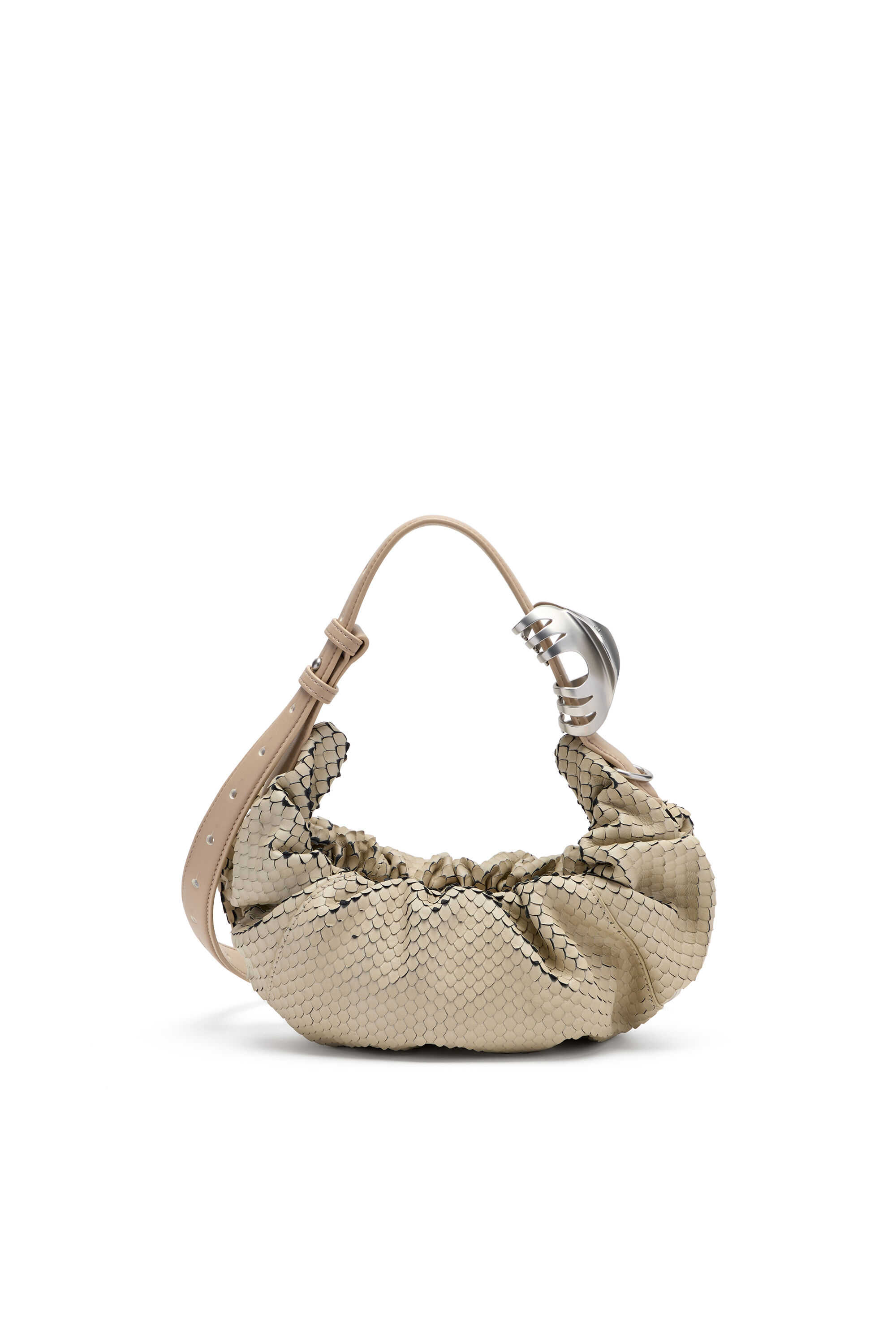 Diesel - GRAB-D HOBO S, Grab-D-Scrunched bolso hobo en piel texturizada Mujer in Beige - 2