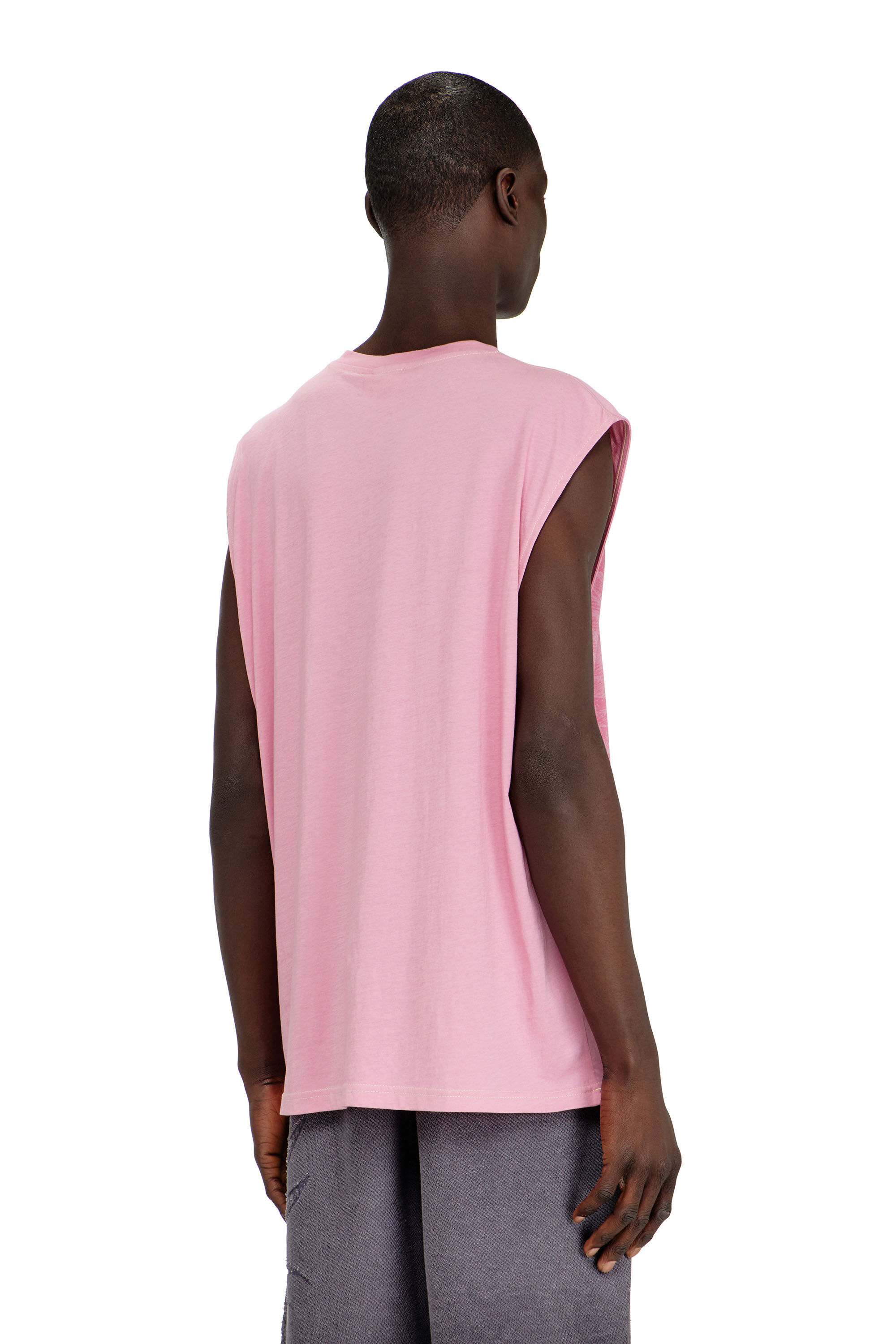 Diesel - T-BOXT-SL-NOTCH, Top sin mangas de algod&oacute;n con gr&aacute;fico tonal Hombre in Rosa - 4