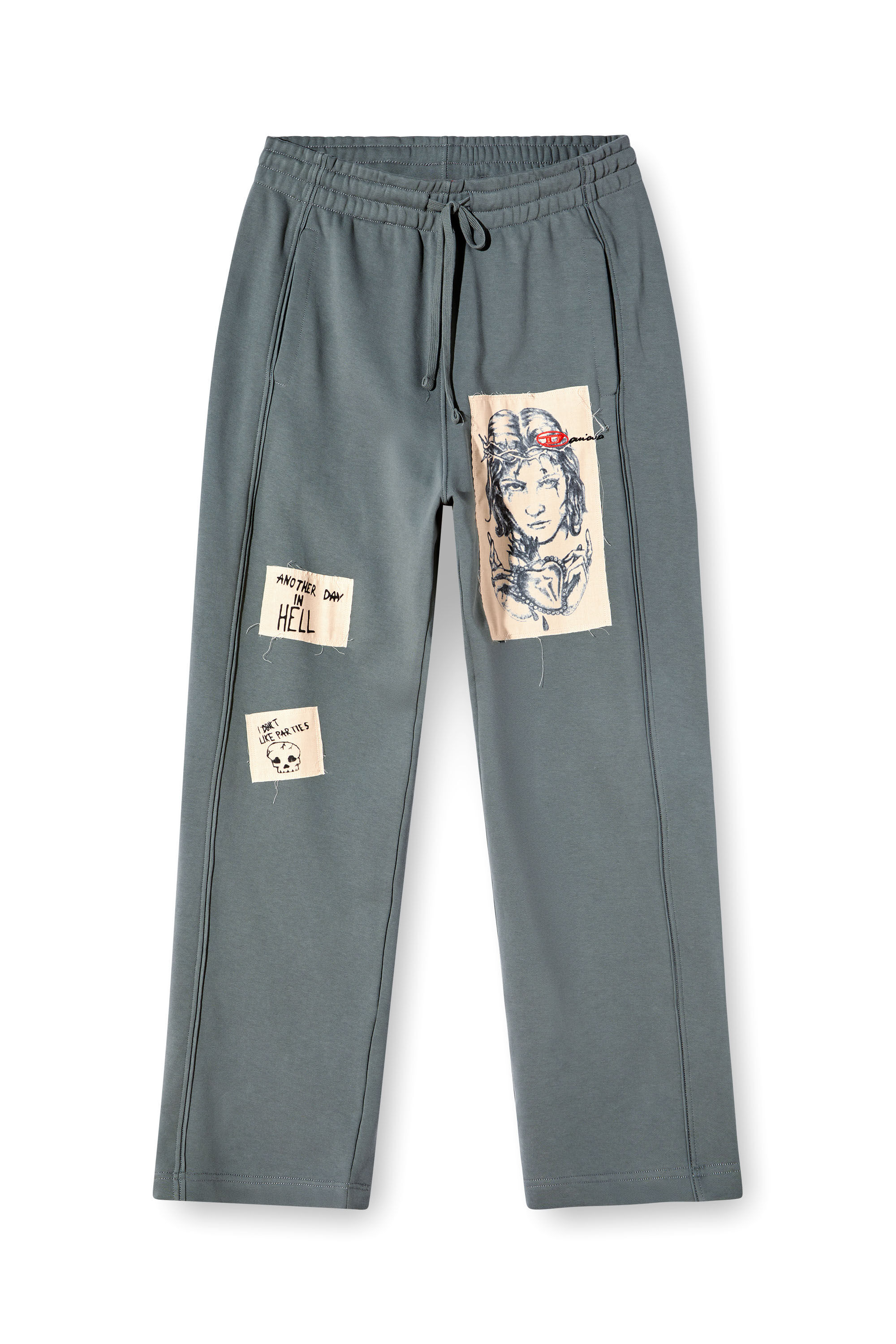 Diesel - P-MARTYANS-DD, Pantalones deportivos con parches de tatuaje Unisex in Gris - 2