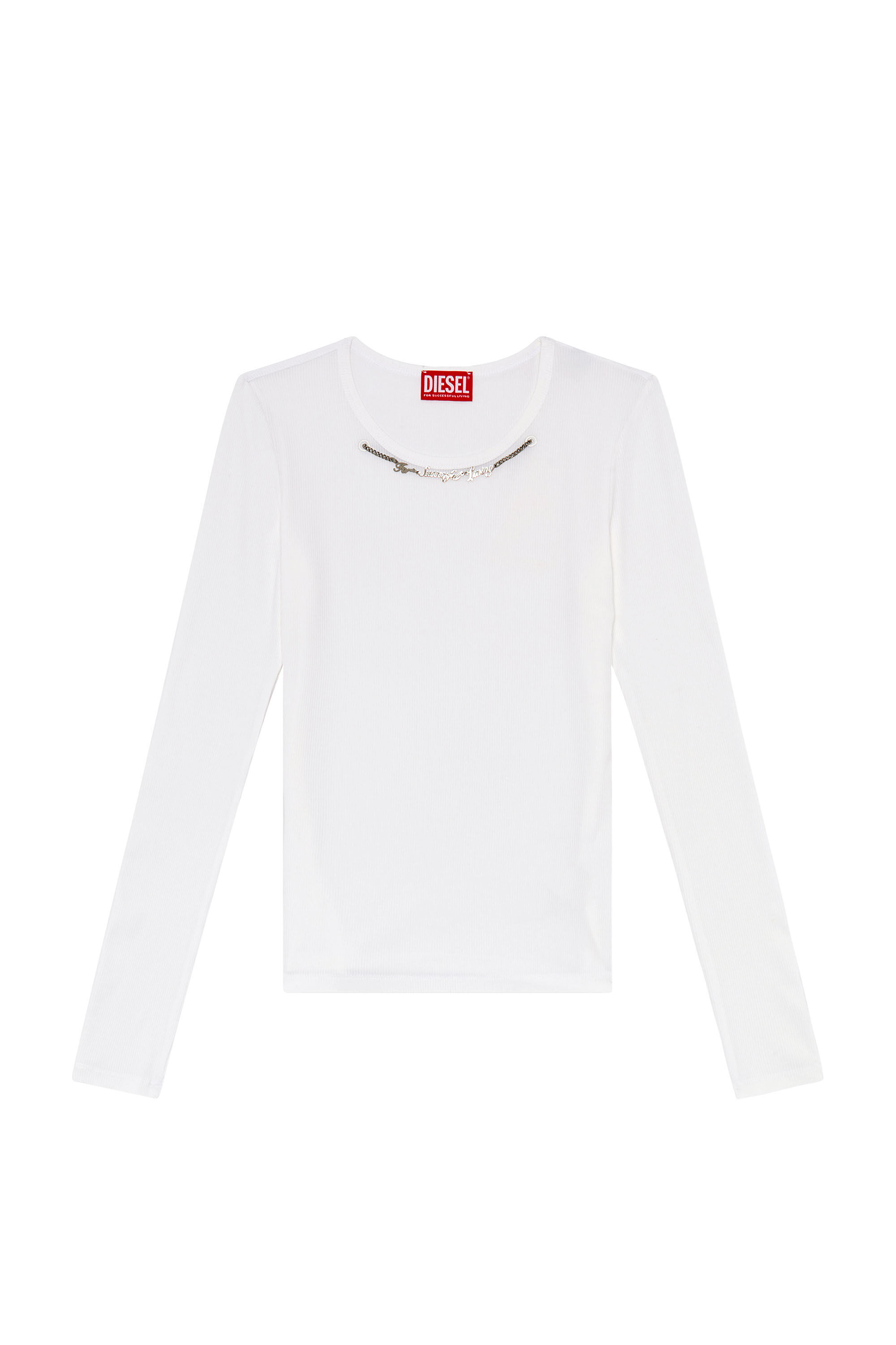 Diesel - T-MATIC-LS, Woman Long-sleeve top with chain necklace in White - Image 2