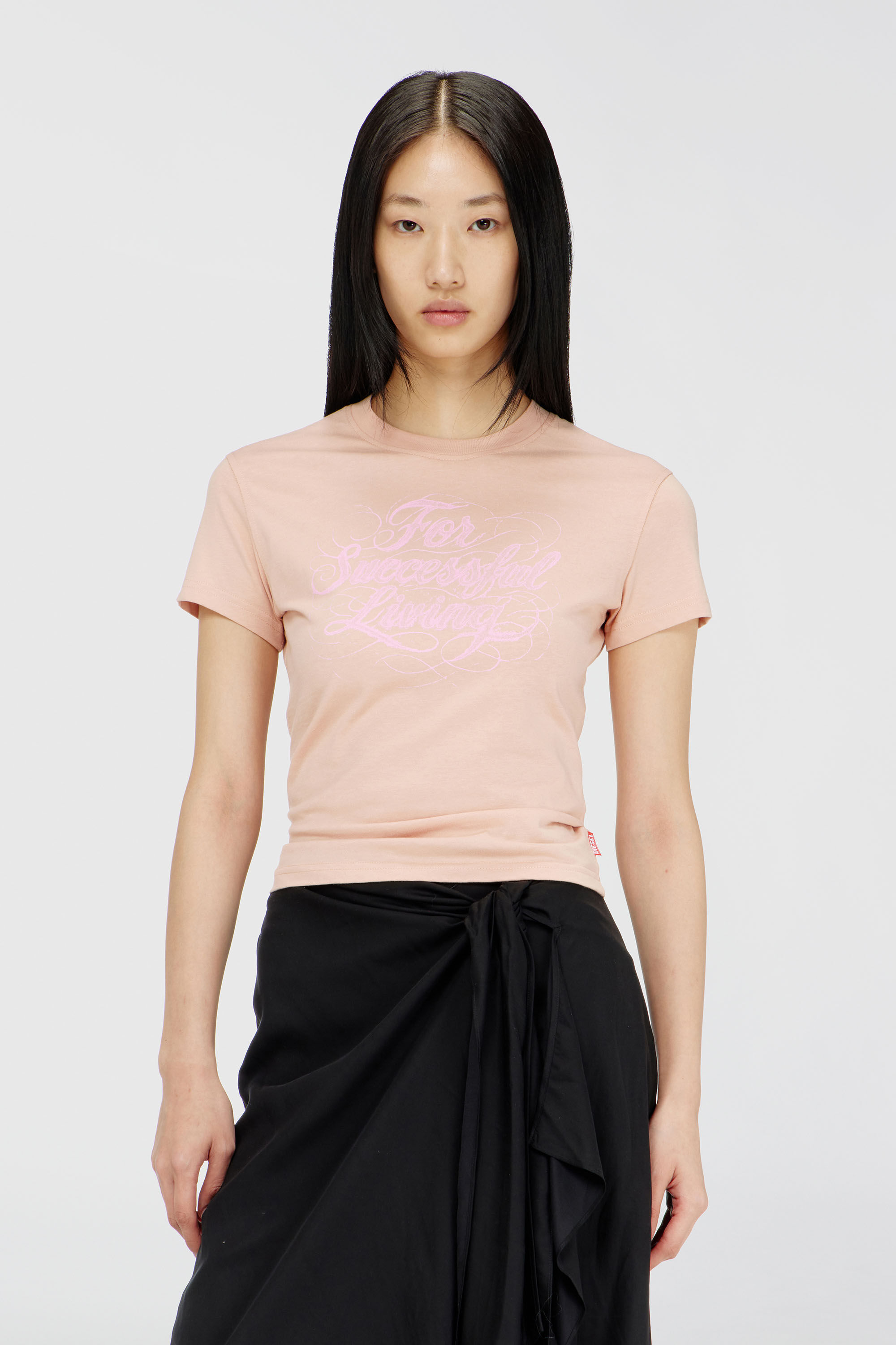 Diesel - T-ILA-AA4, Camiseta con estampado de logo Mujer in Rosa - 3