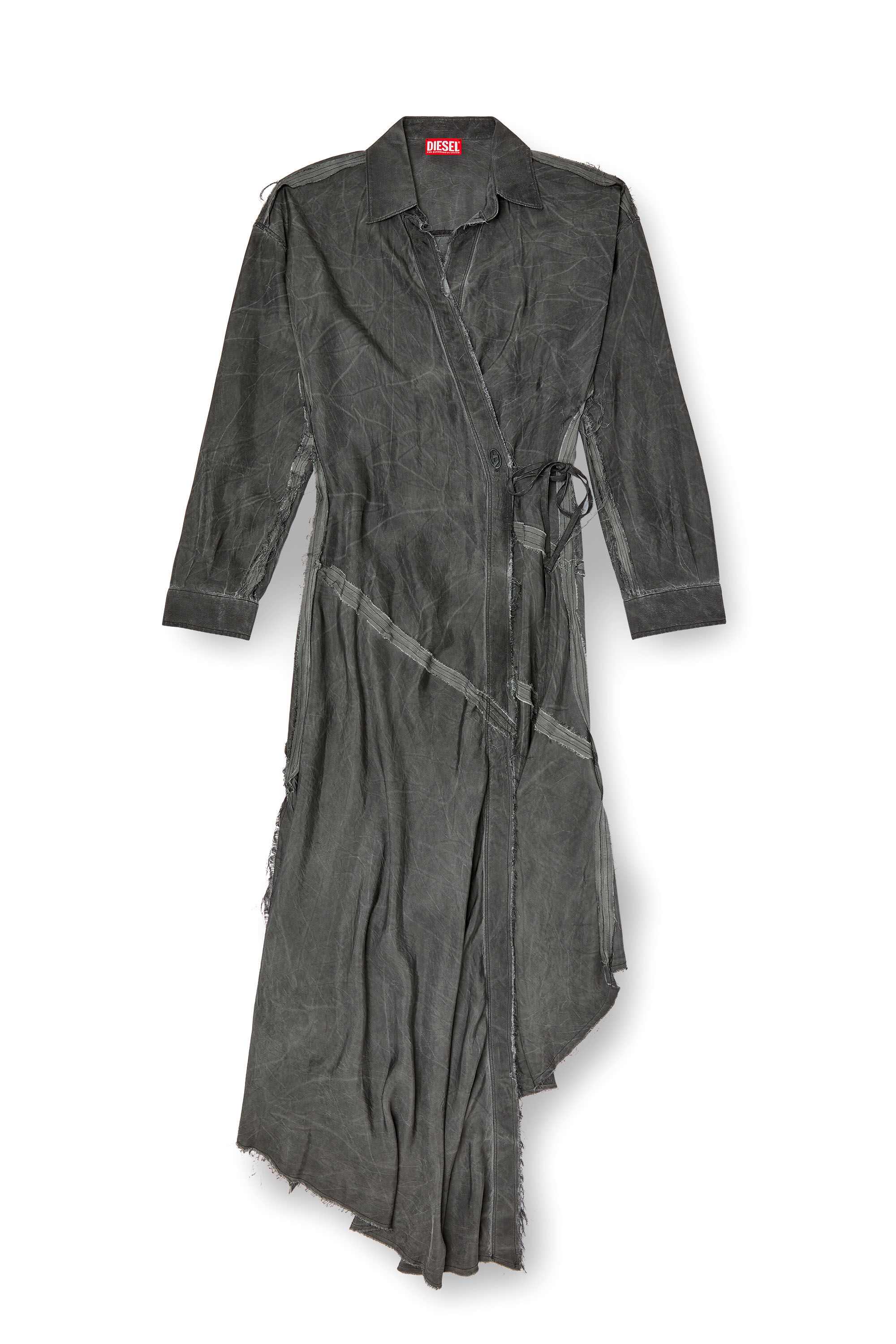 Diesel - D-RAVEN-Q1, Vestido asimétrico de manga larga Mujer in Gris - 2
