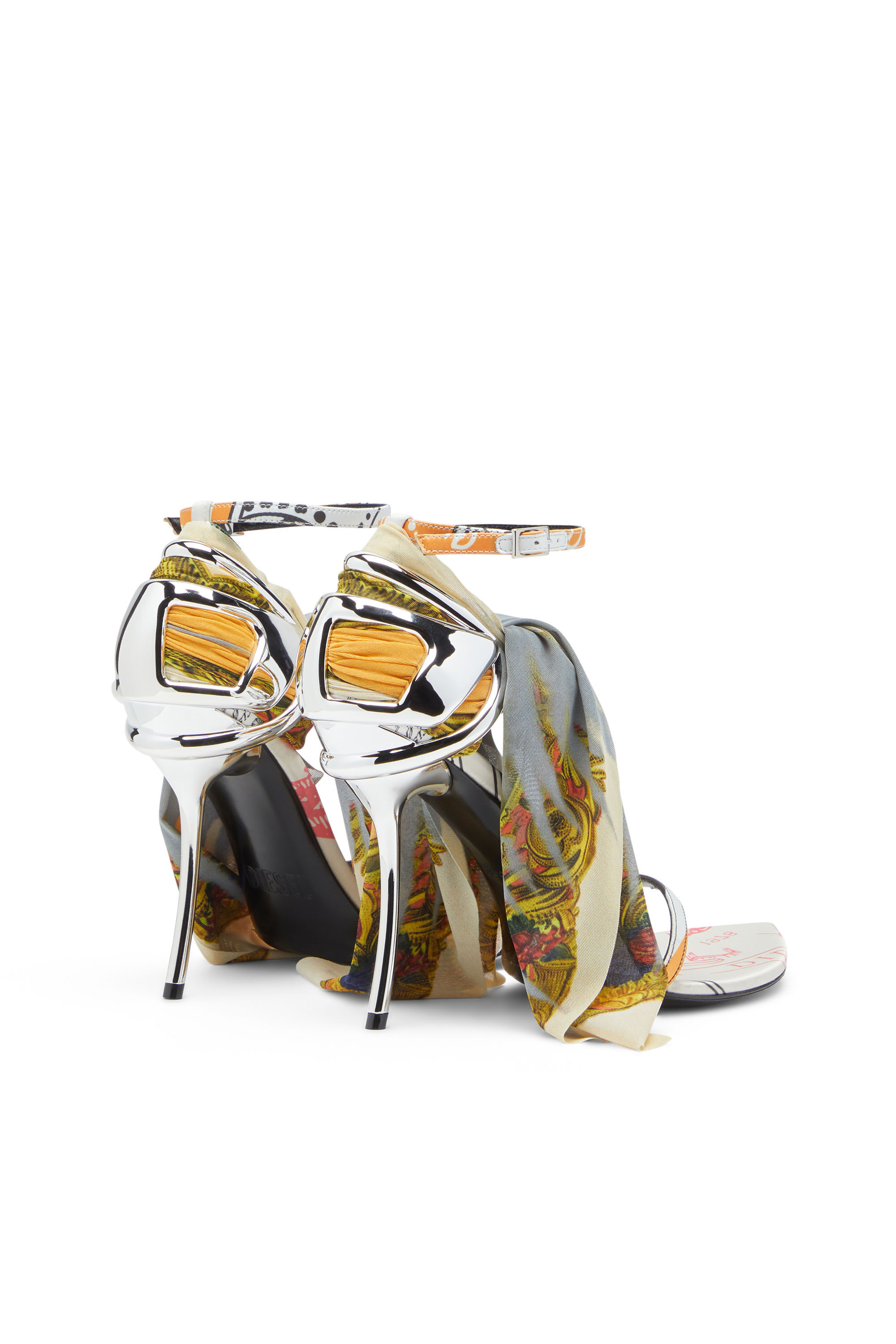 Diesel - D-TEN&HALF SDL BANDANA, D-Ten&Half-Sandalias de tacón estilo bandana en satén Mujer in Multicolor - 3