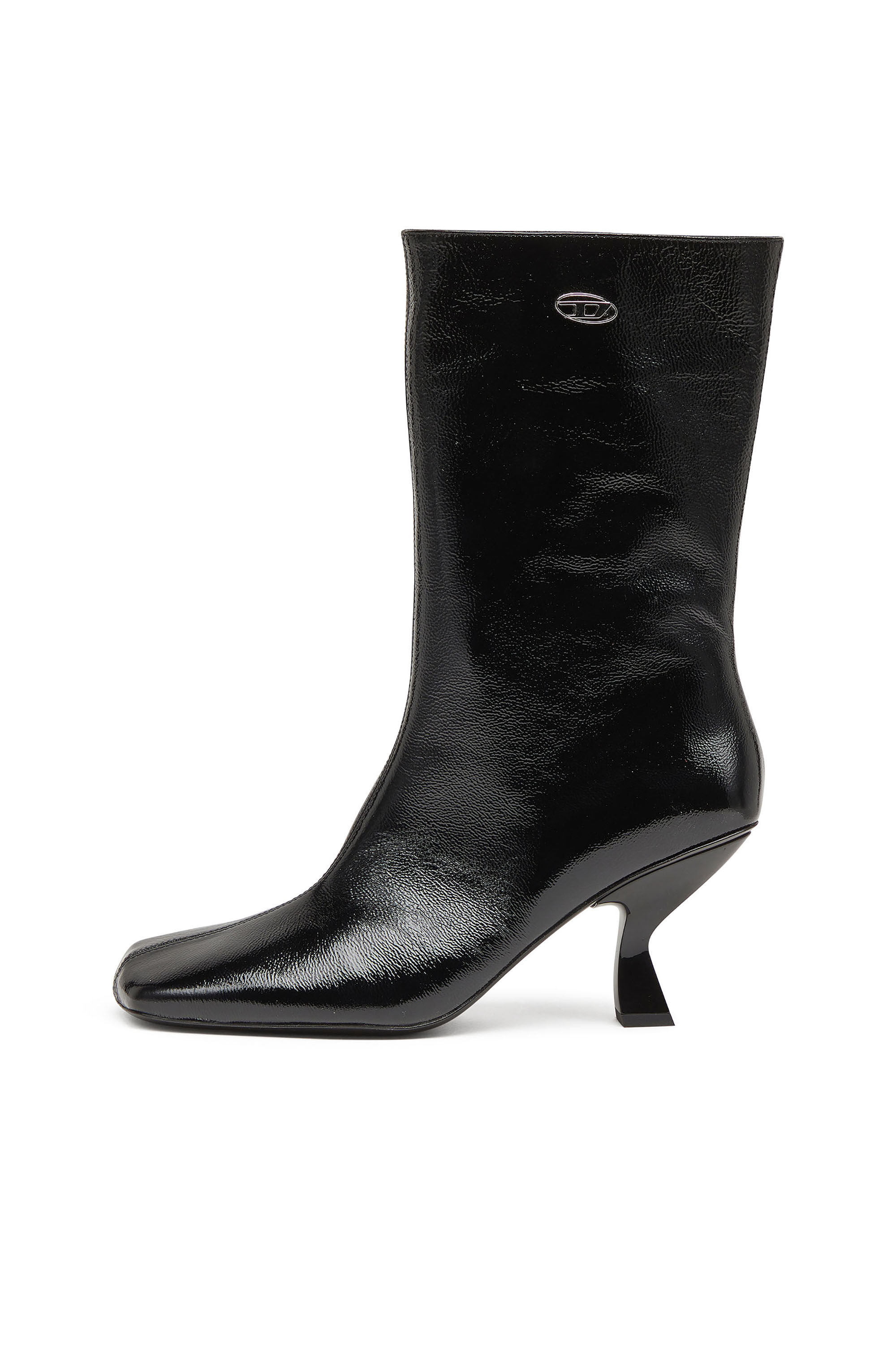 Diesel - D-AMBER TUBE 75, D-Ambar-Botines con efecto naplak y punta cuadrada Mujer in Negro - 8