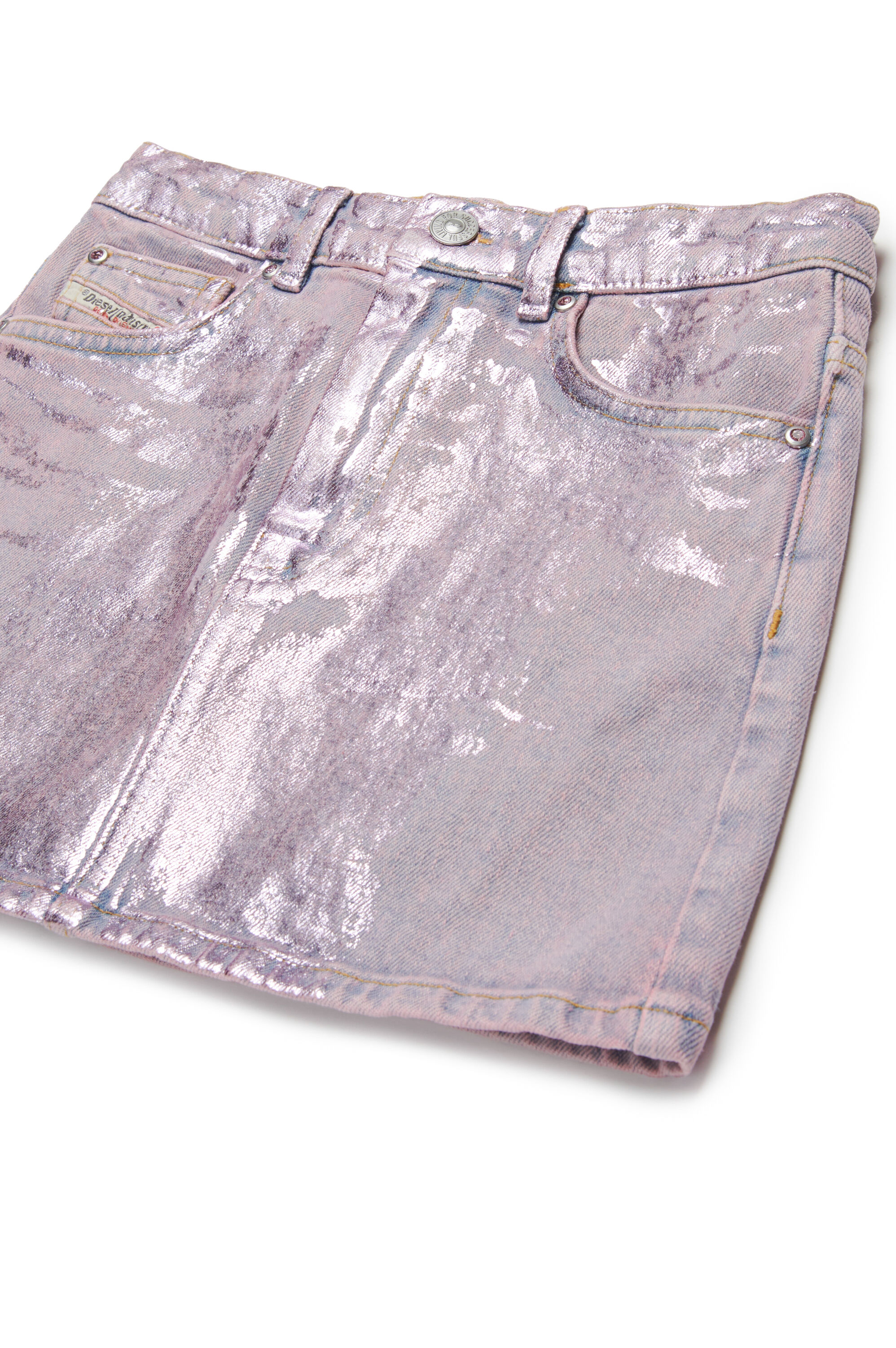 Diesel - GIANNA, Falda corta de denim metalizado Mujer in Morado - 3