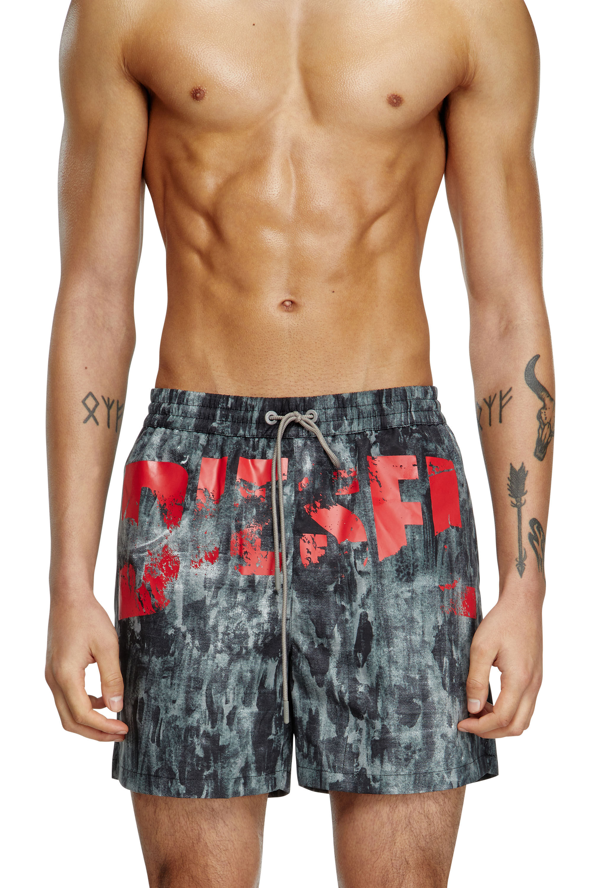 Diesel - RIO-41-D-POP, Bañador de longitud media con estampado gráfico Hombre in Negro - 1