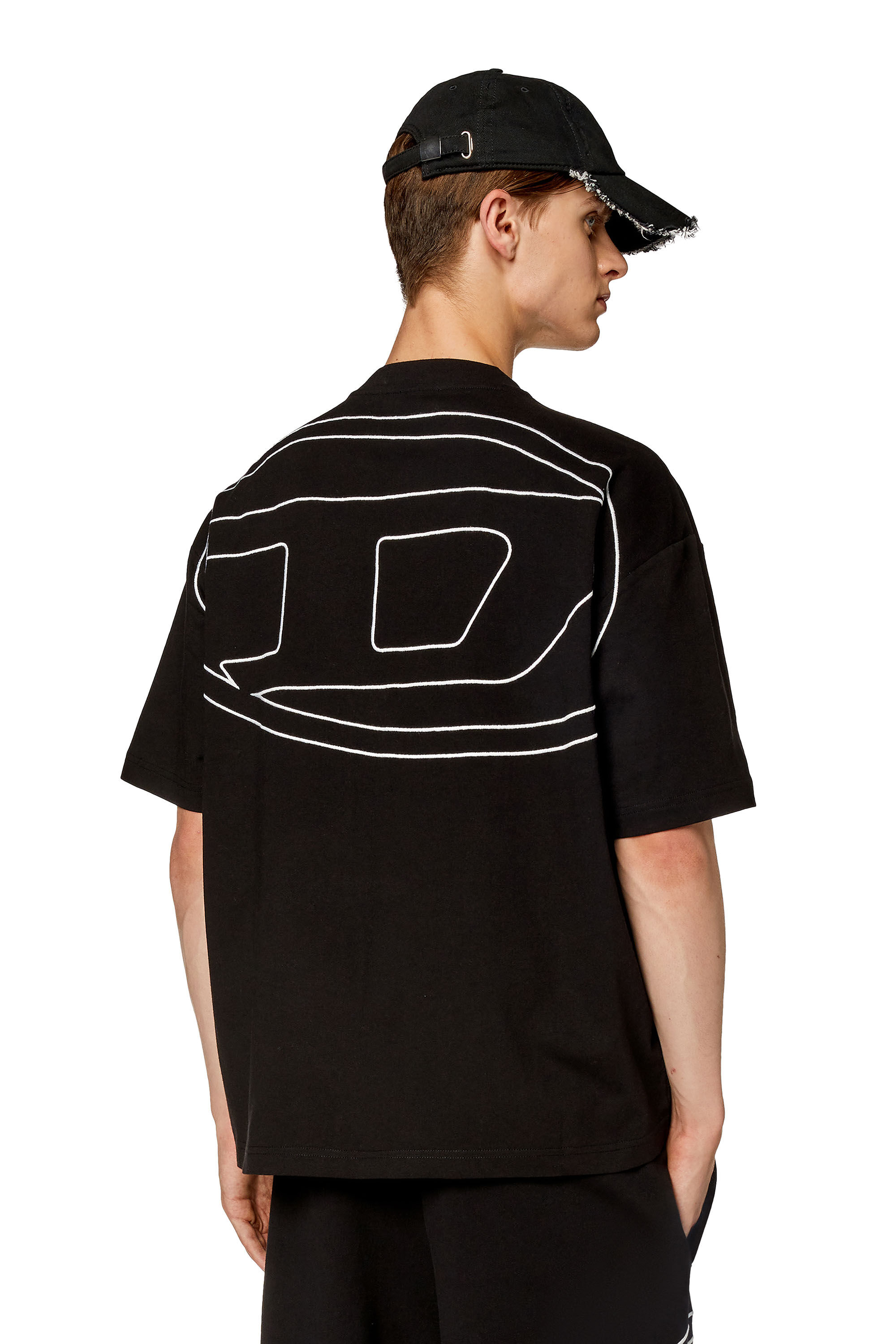 Diesel - T-BOGGY-MEGOVAL-D, Man T-shirt with maxi oval D embroidery in Black - Image 3