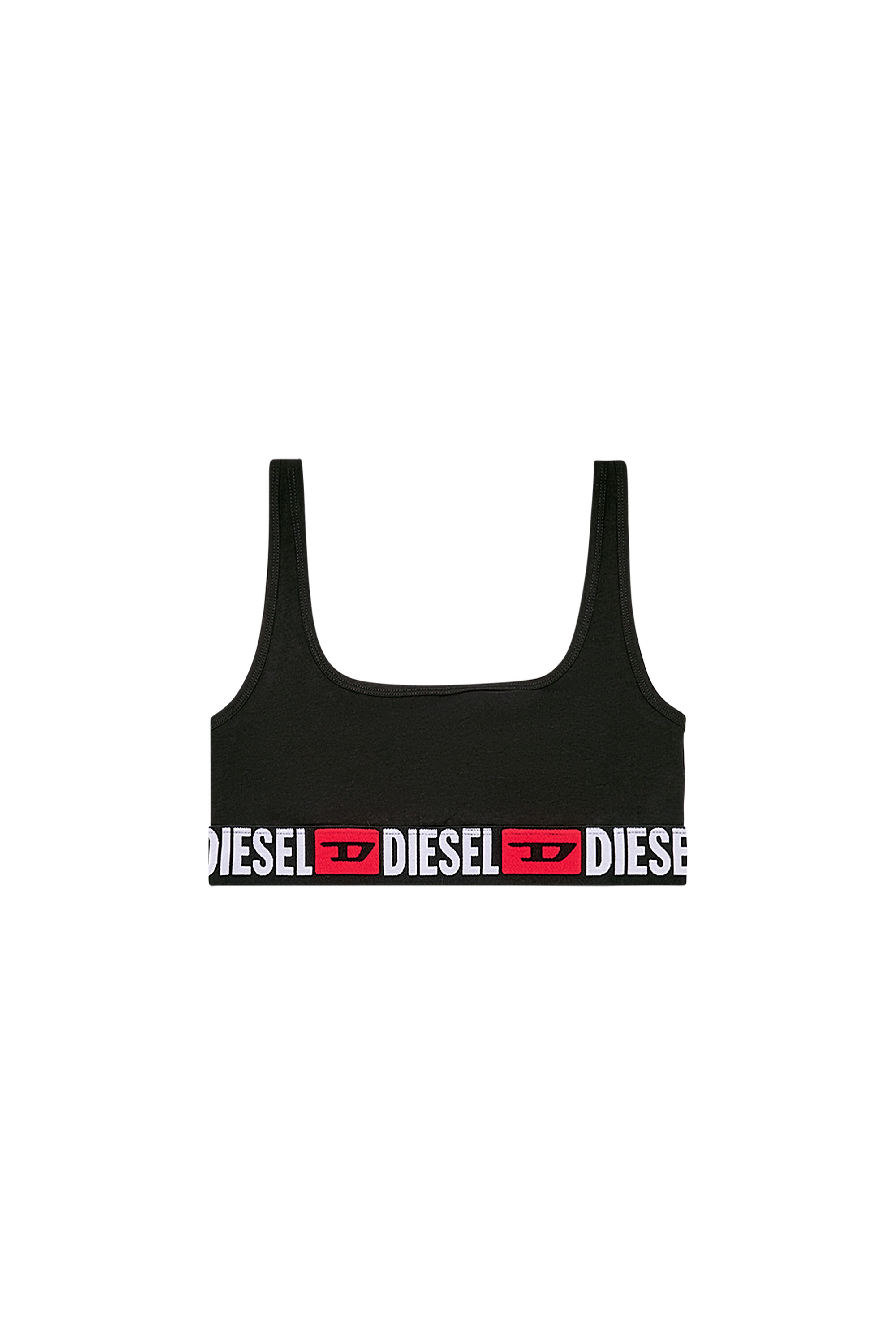Diesel - UFSB-ORIBA, Woman Ribbed bralette with logo band in Black - Image 2
