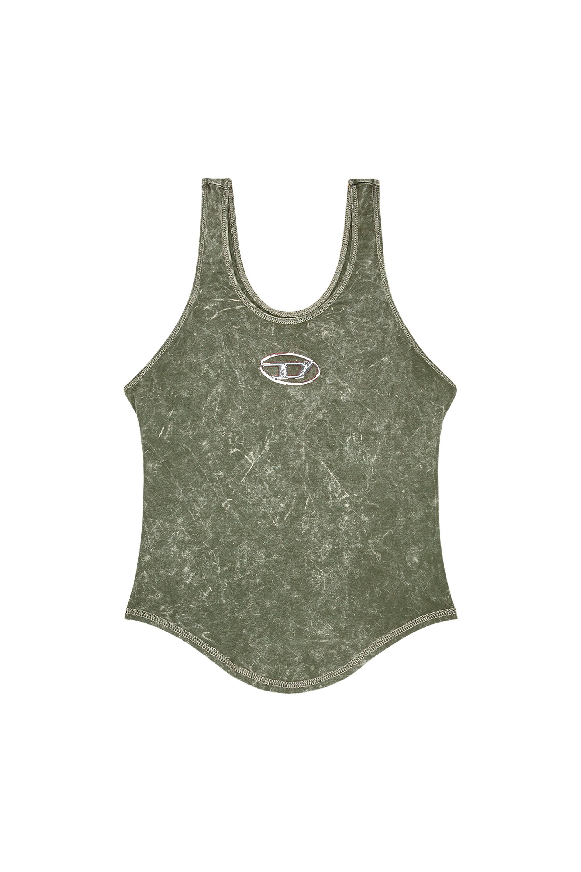 Diesel - T-AVENA-P1, Mujer Camiseta de espalda abierta con efecto mármol in Verde - Image 2