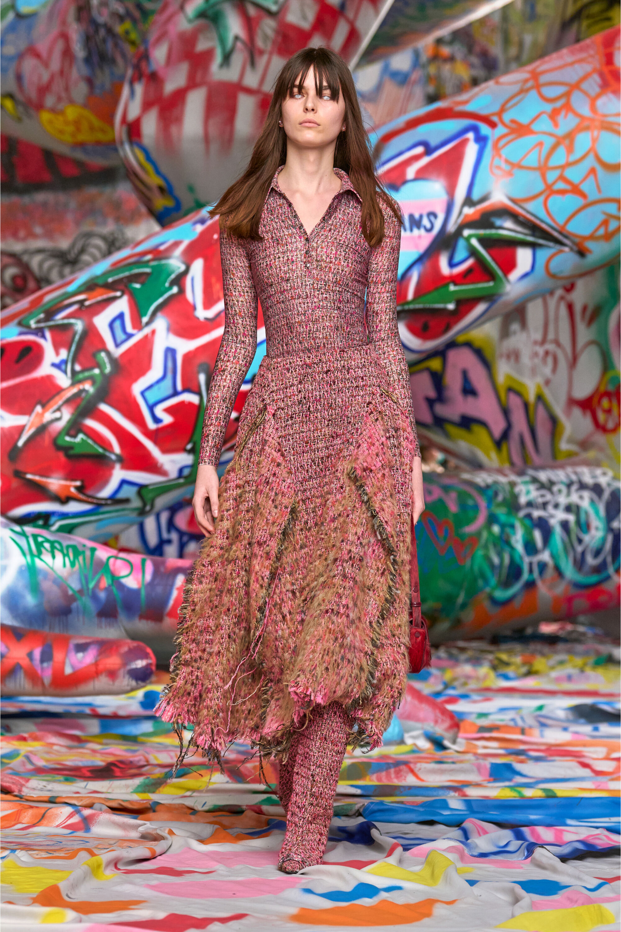 Diesel - O-RIELLA, Falda de bouclé cepillado con dobladillo deshilachado Mujer in Rosa - 6