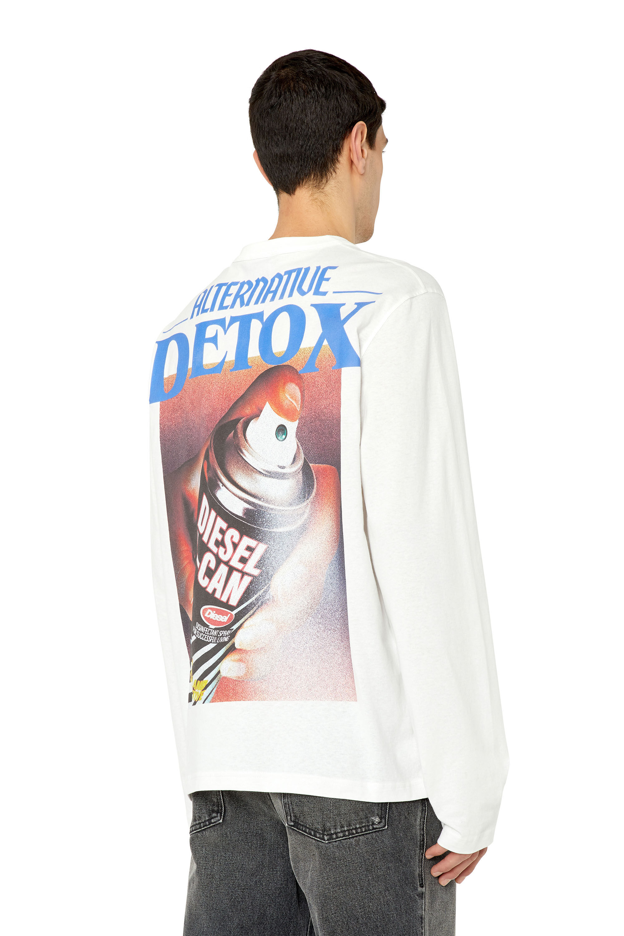Diesel - T-CRANE-LS-G4, Camiseta de manga larga con estampados gráficos Hombre in Blanco - 4