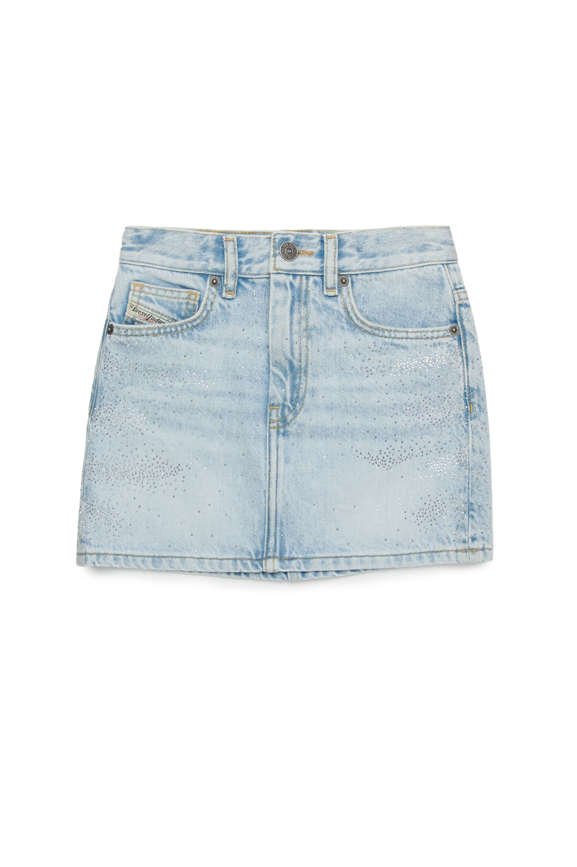 Diesel - GIANNA, Minifalda denim con microdiamantes Mujer in Azul marino - 1