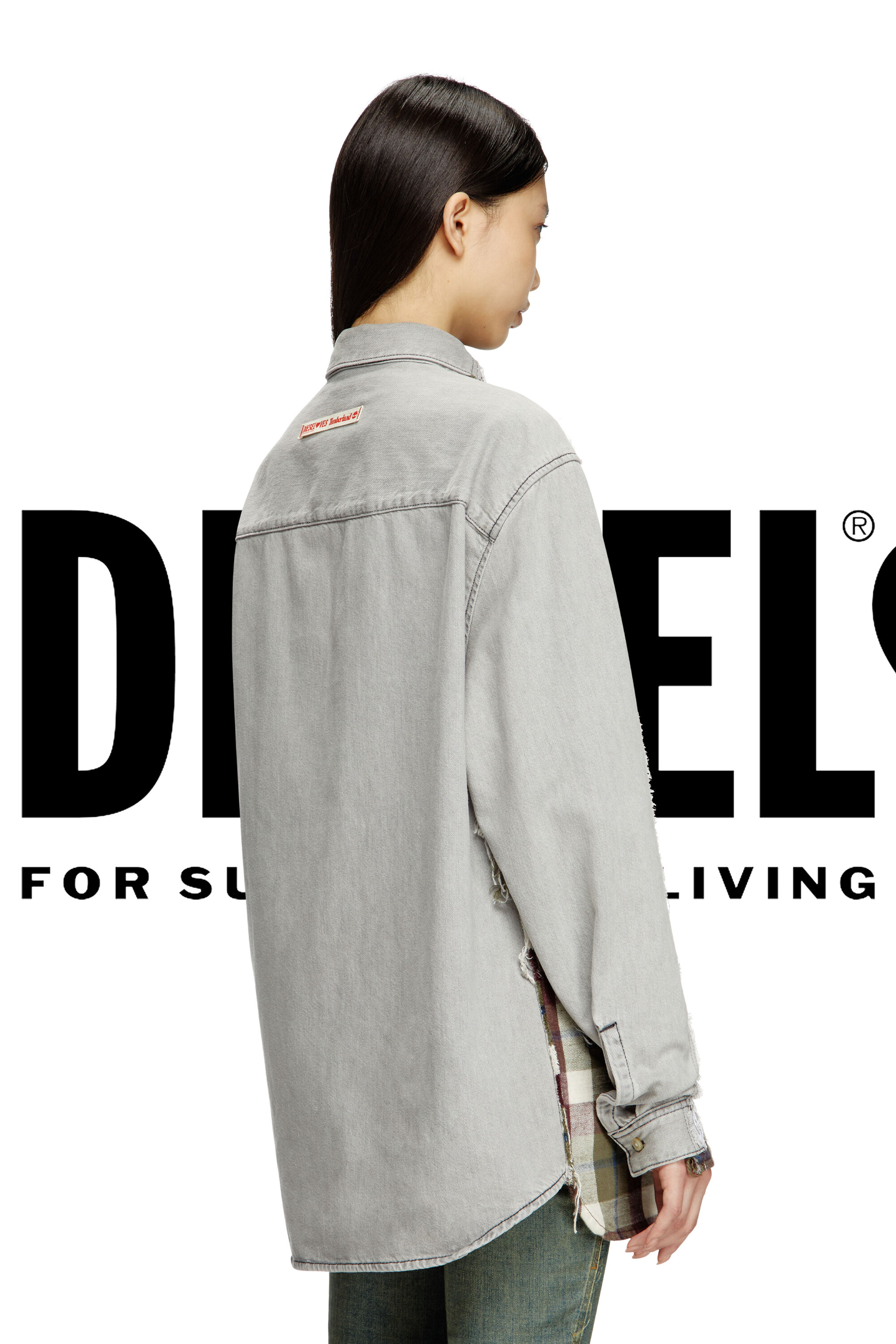 Diesel - Shirt Diseloves 8B, Camisa de denim con efecto lejía y cuadros Unisex in Multicolor - 5