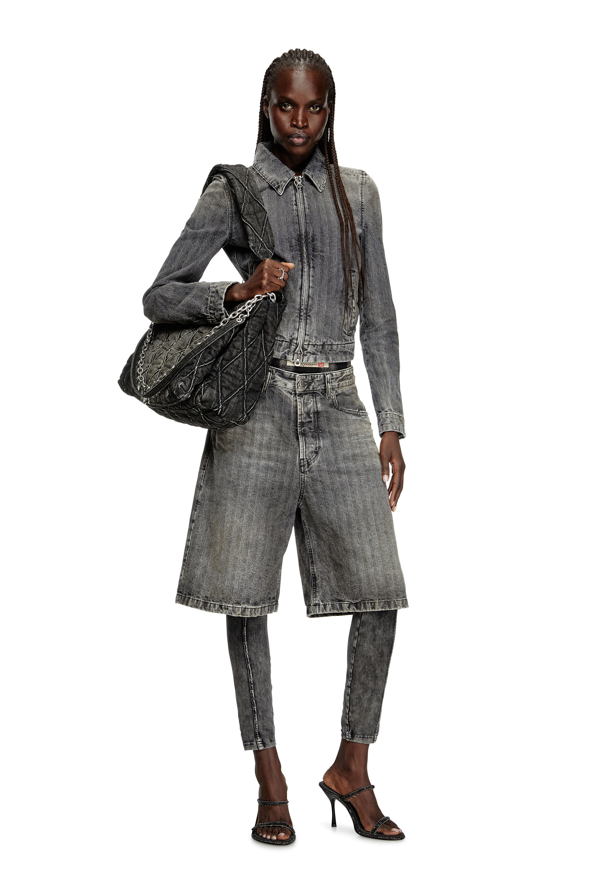 Diesel - DE-CORB, Chaqueta de denim en espiga Mujer in Gris - 1