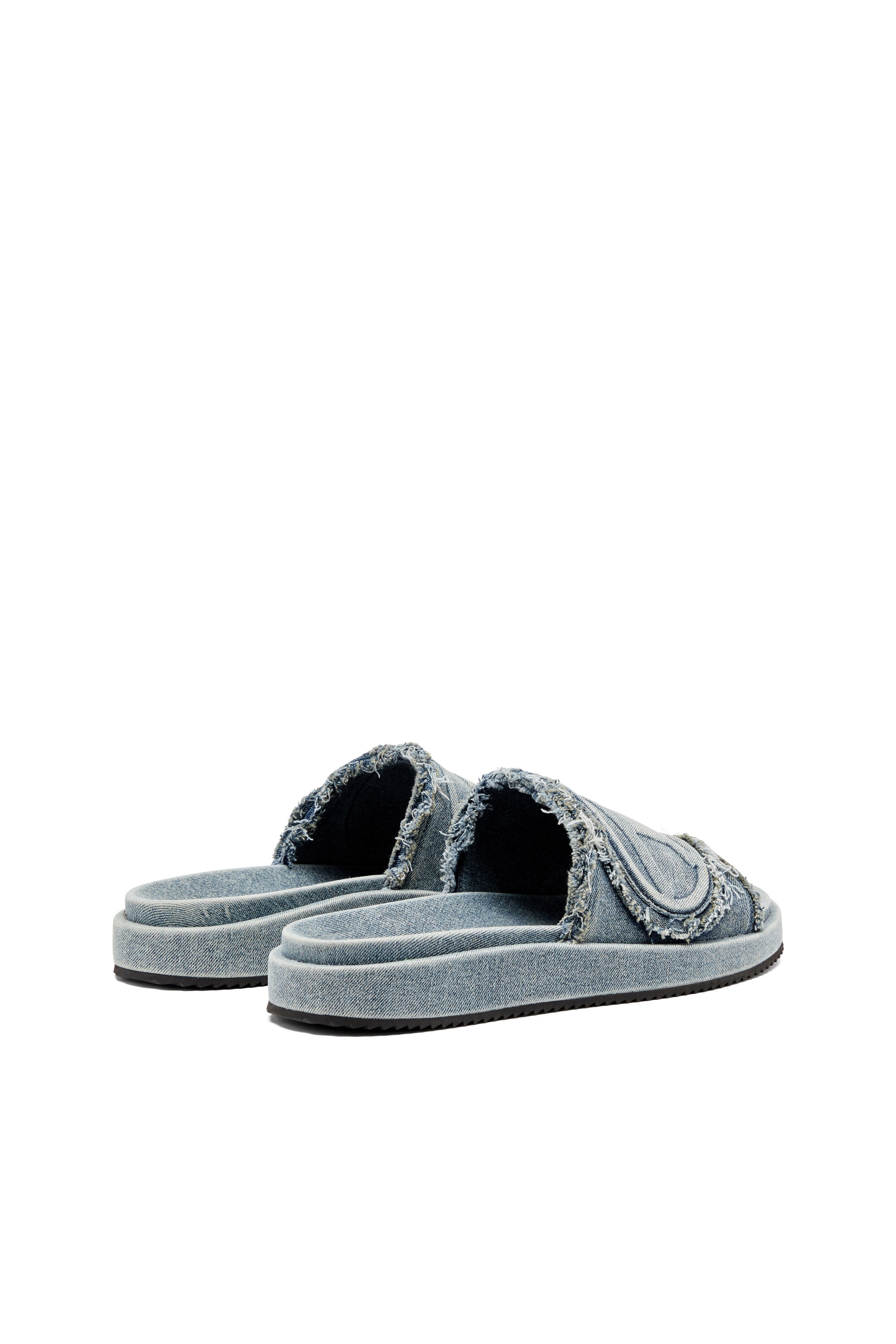 Diesel - SA-SLIDE D OVAL, Sa-Slide D-Chanclas de denim desgastado Unisex in Azul marino - 3