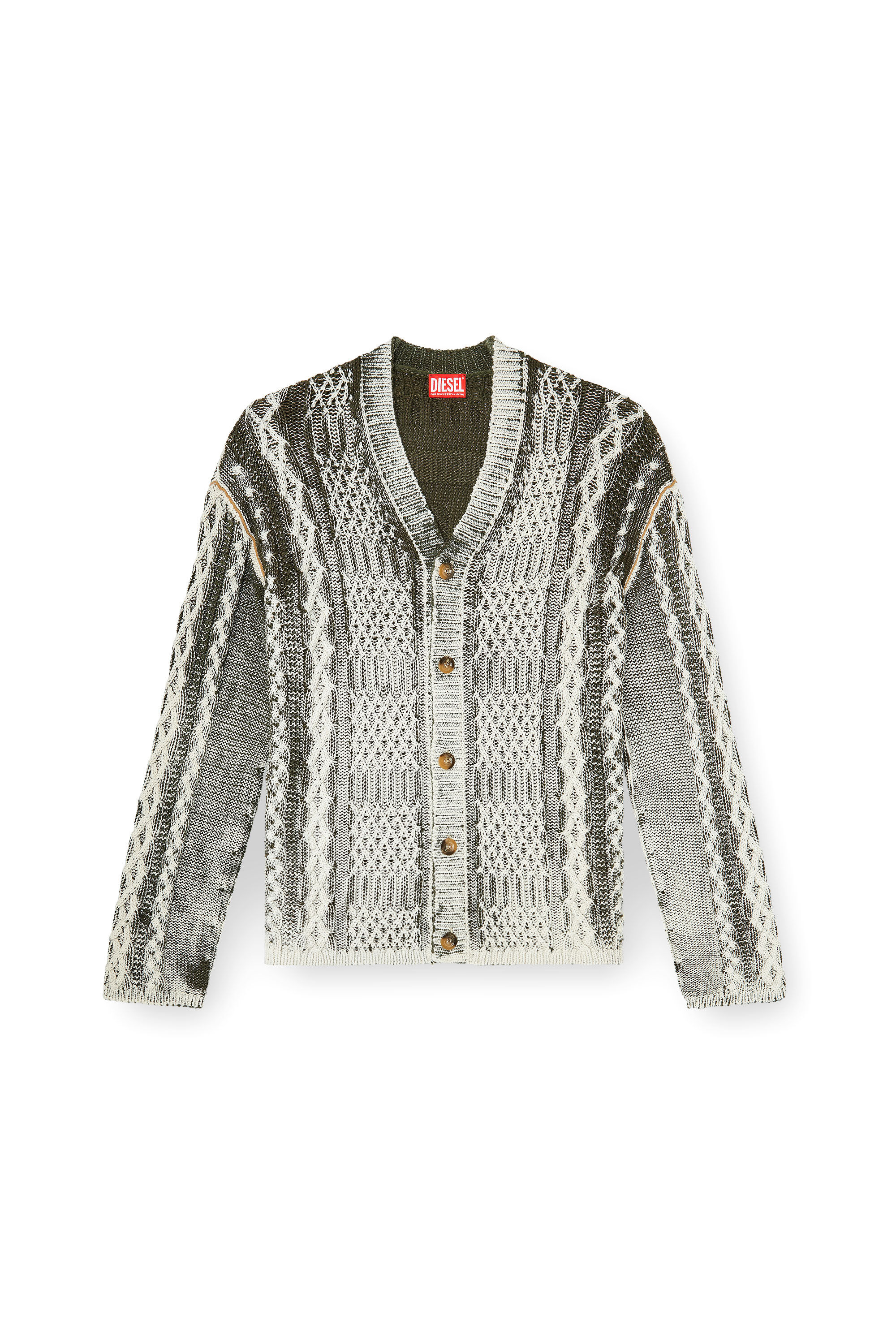 Diesel - K-MIOTO, C&aacute;rdigan de punto trenzado tratado Hombre in Multicolor - 2