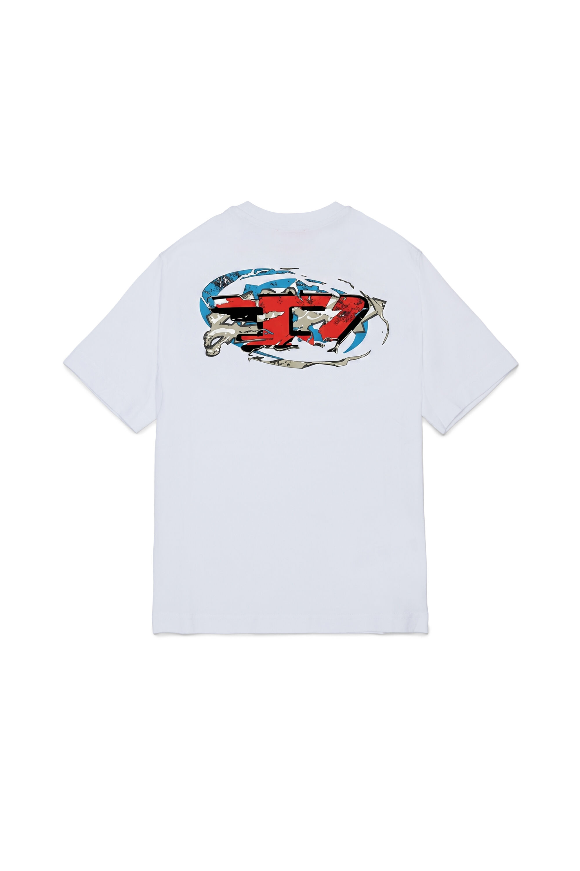 Diesel - TSCRAP OVER, Camiseta con bordado Oval D y estampado flocado Hombre in Blanco - 2