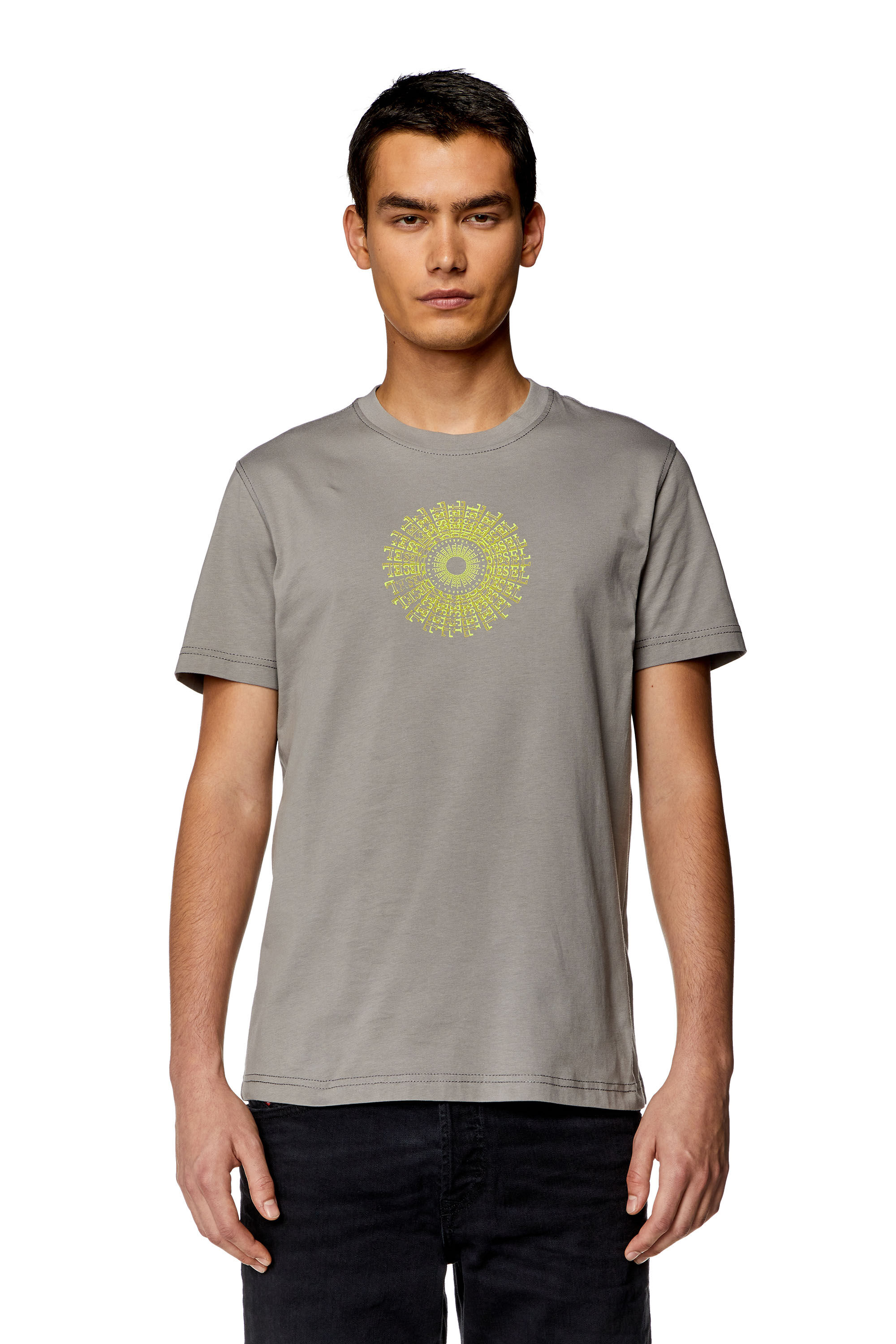 Diesel - T-DIEGOR-K71, Camiseta con estampado de Diesel en forma de remolino Hombre in Gris - 2