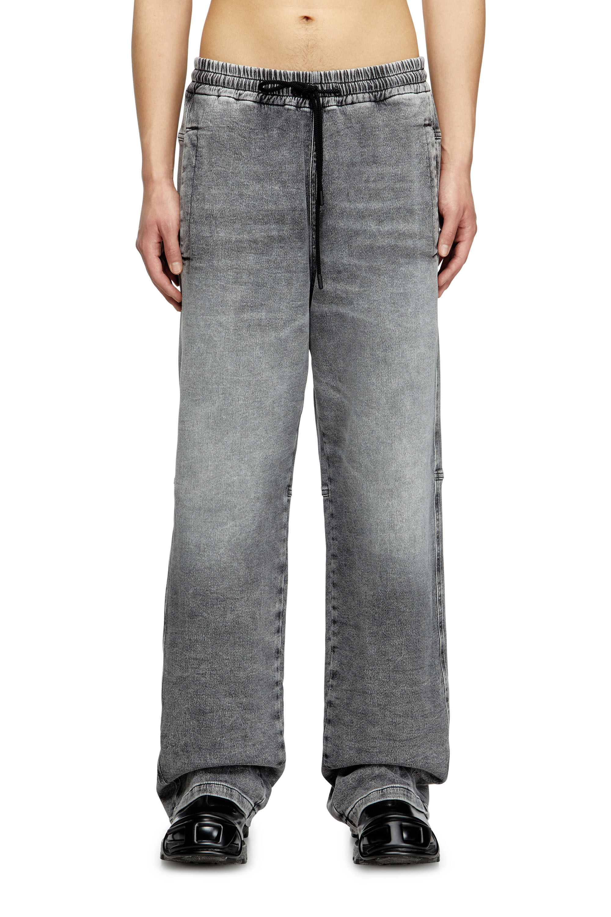 Diesel - Relaxed D-Martyans Track Denim 0BEBR Unisex, Negro/Gris oscuro - 3