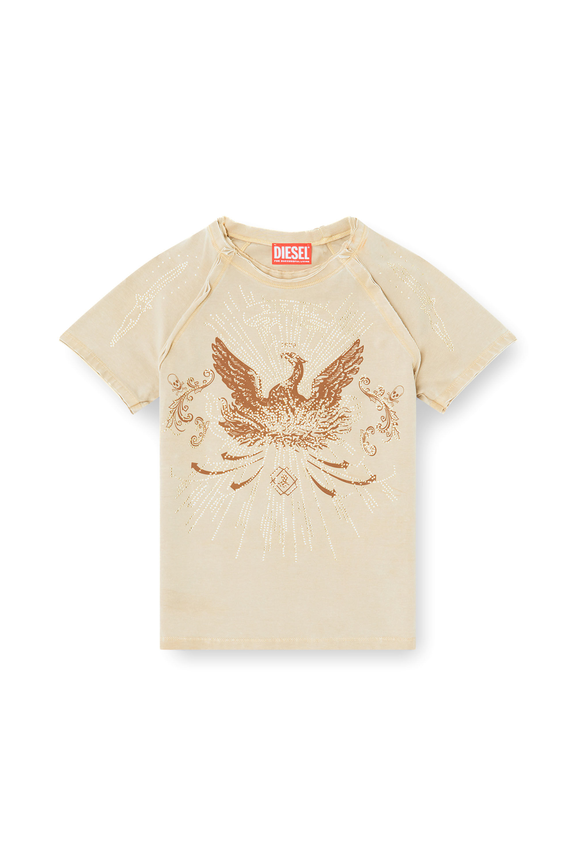 Diesel - T-ROWEENA, Camiseta de ave fénix con piedras Mujer in Marrón - 2