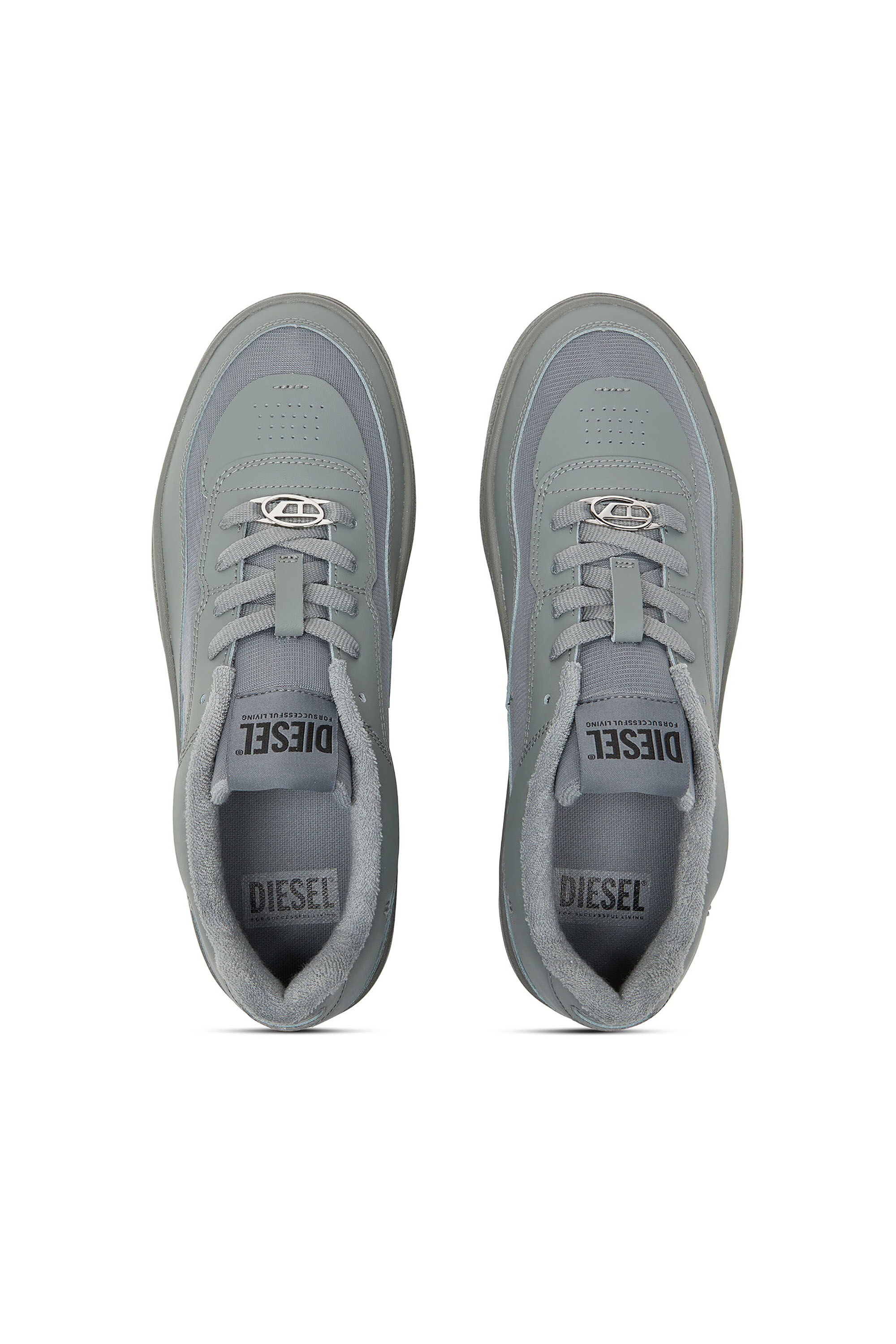 Diesel - S-OVAL SKATE LOW, S-Oval Skate-Deportivas de cuero con paneles de tejido Hombre in Gris - 4