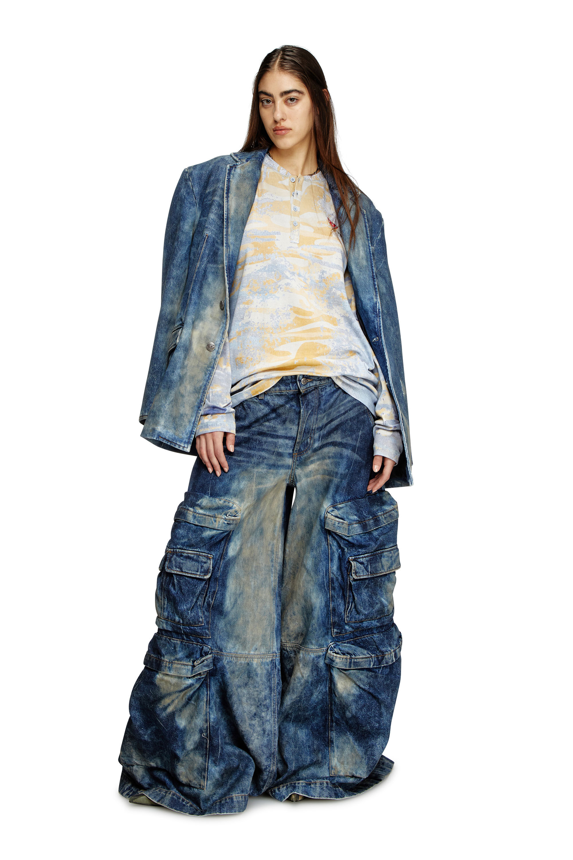 Diesel - T-JUSER-DD, Top abotonado con estampado de camuflaje Unisex in Multicolor - 7