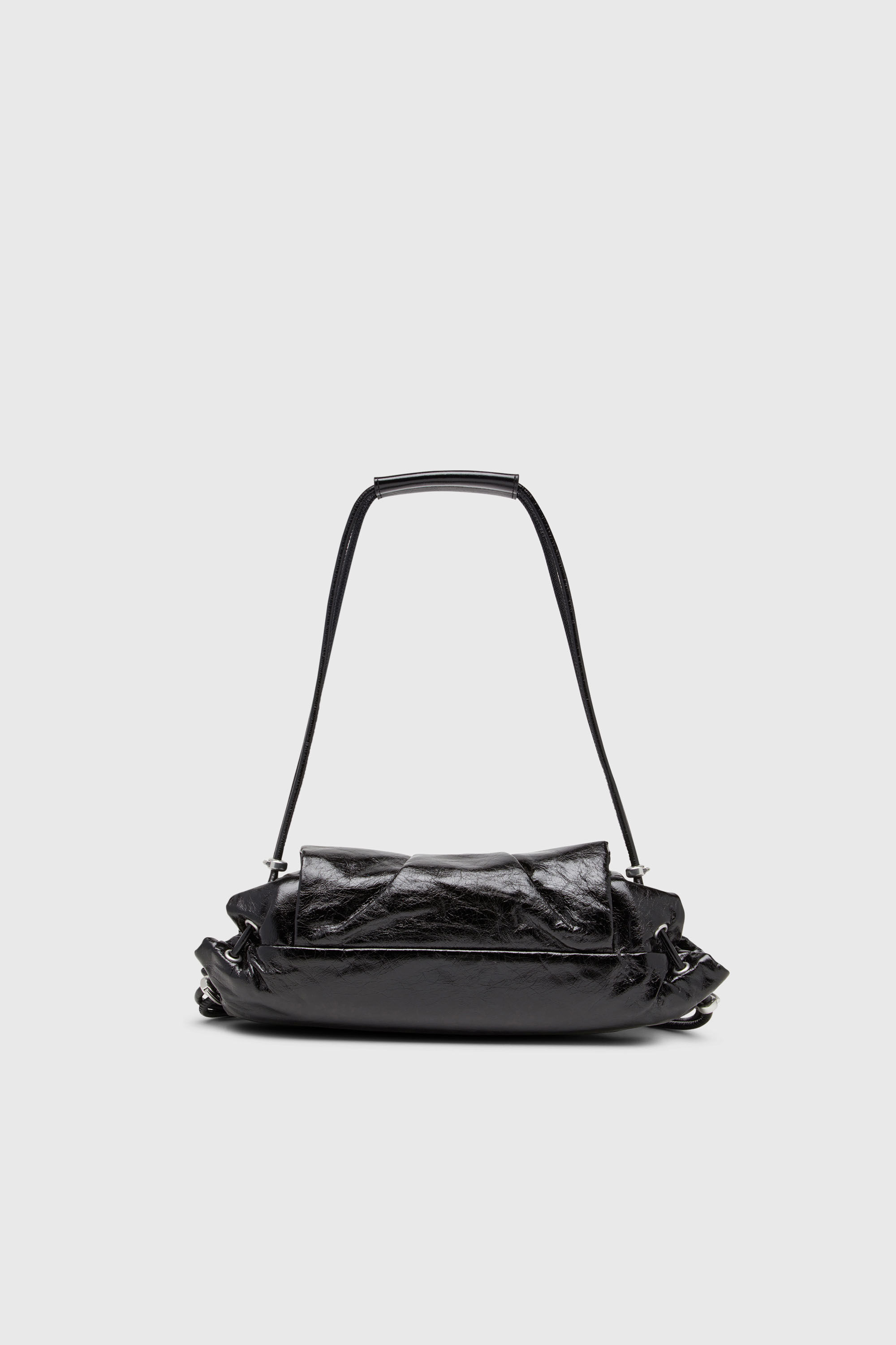 Diesel - SCRUNCH-D SHOULDER S, Scrunch-D-Bolso de hombro peque&ntilde;o de cuero arrugado Mujer in Negro - 3