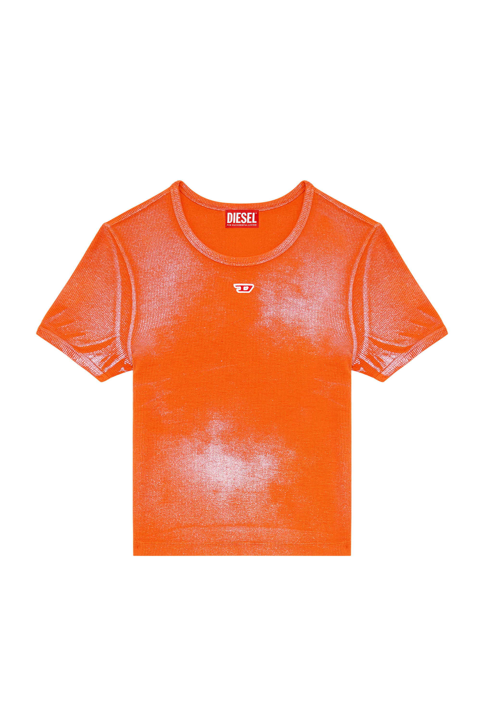 Diesel - T-ELE-N1, Camiseta metálica desteñida Mujer in Naranja - 2