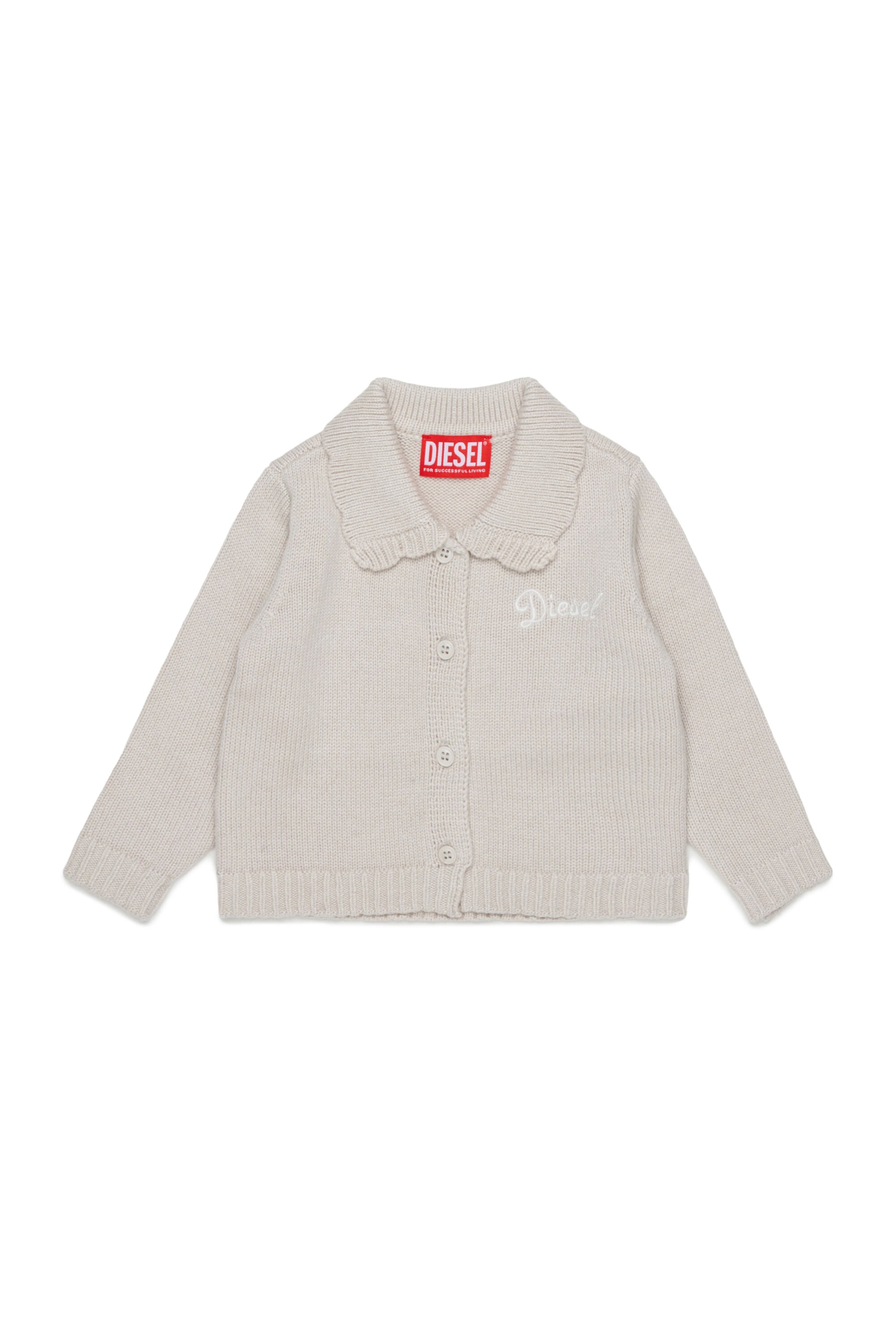 Diesel - KSCALOB, C&aacute;rdigan enriquecido con cashmere y cuello festoneado Mujer in Blanco - 1