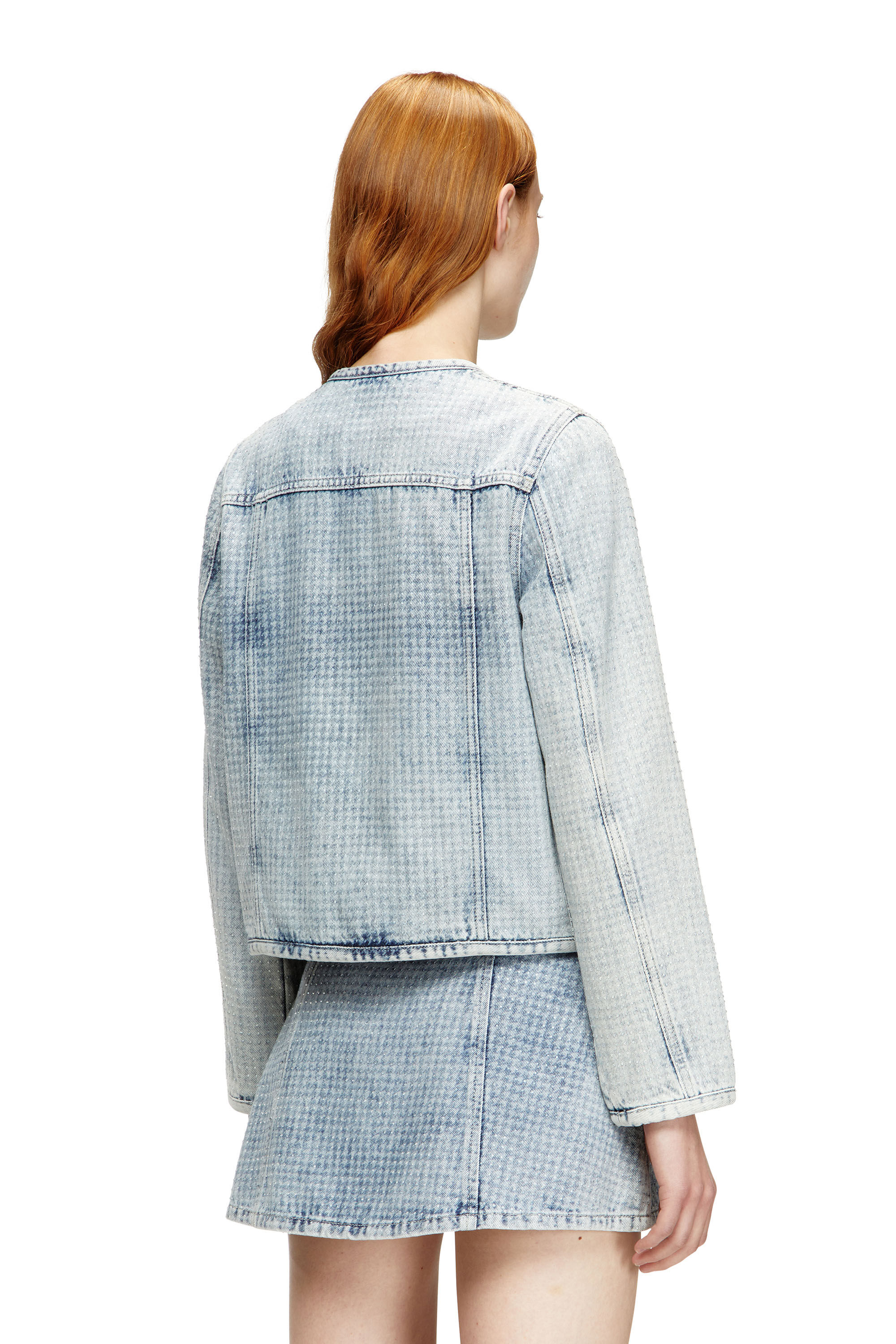 Diesel - DE-GRAFY-S, Chaqueta de denim gráfico con cristales Mujer in Azul marino - 4