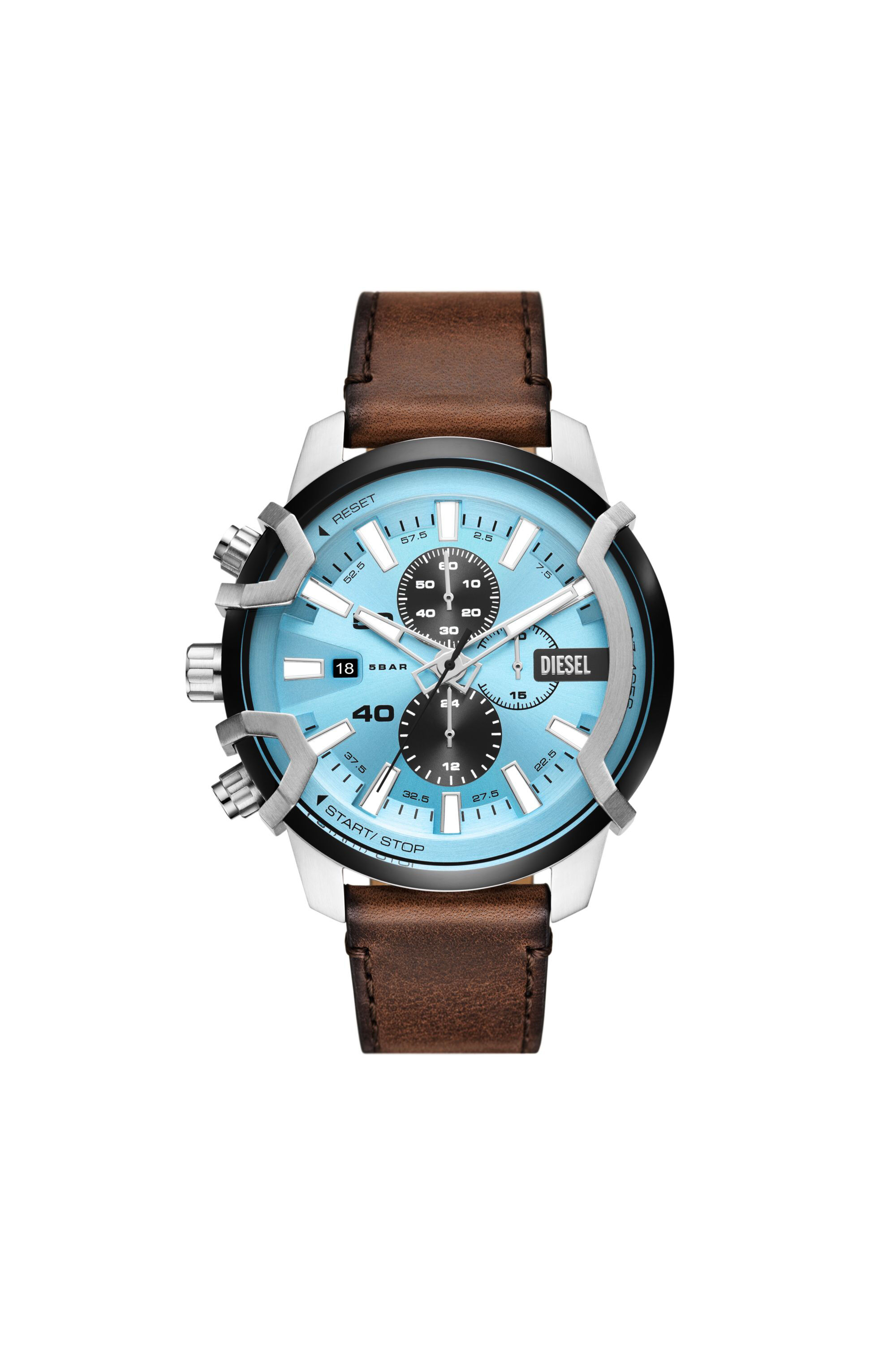 Men\'s Griffed chronograph brown leather watch | DZ4656 Diesel