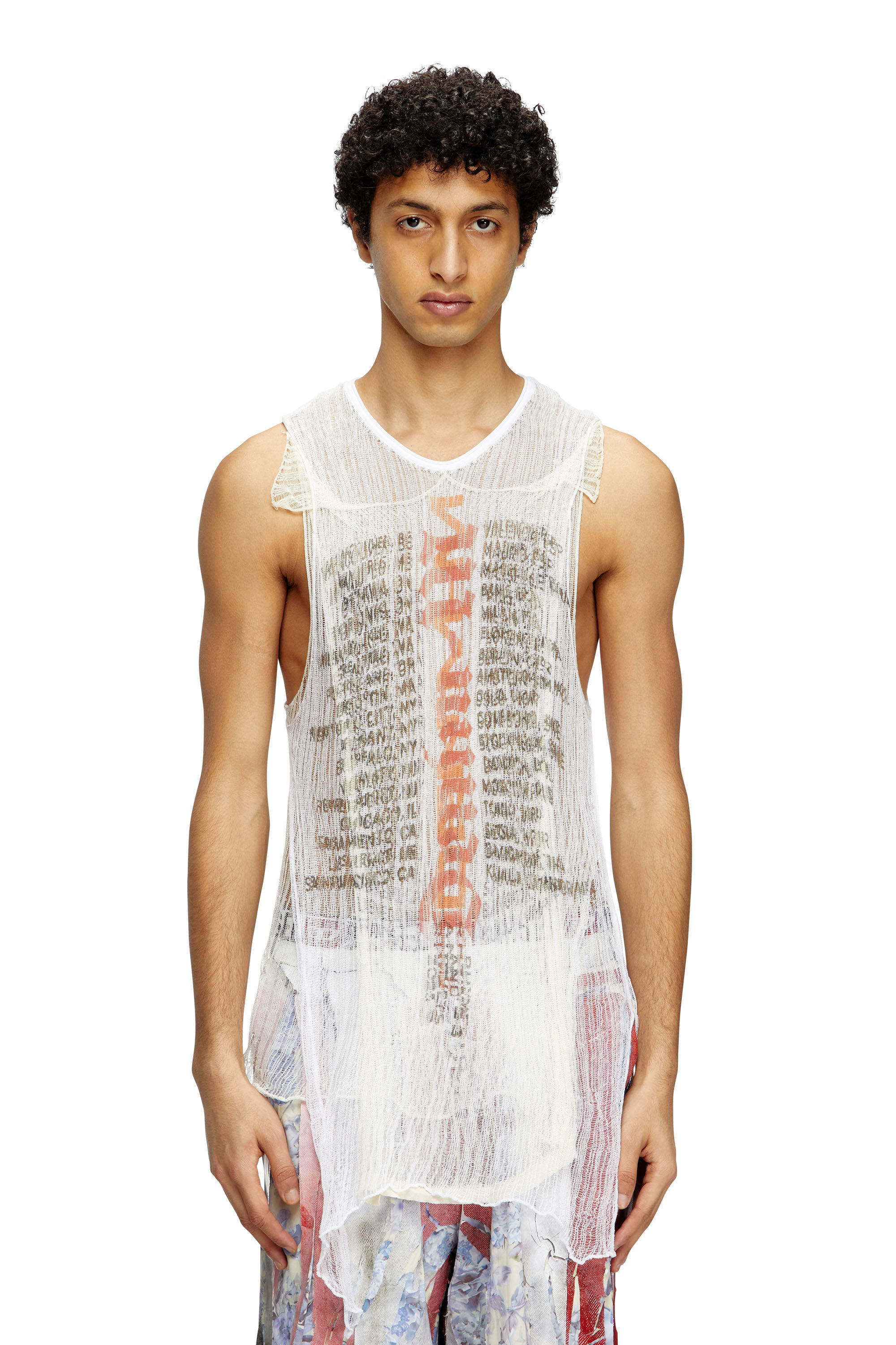 Diesel - K-ABANTE-B, Camiseta de tirantes de punto desgastada Hombre in Blanco - 3