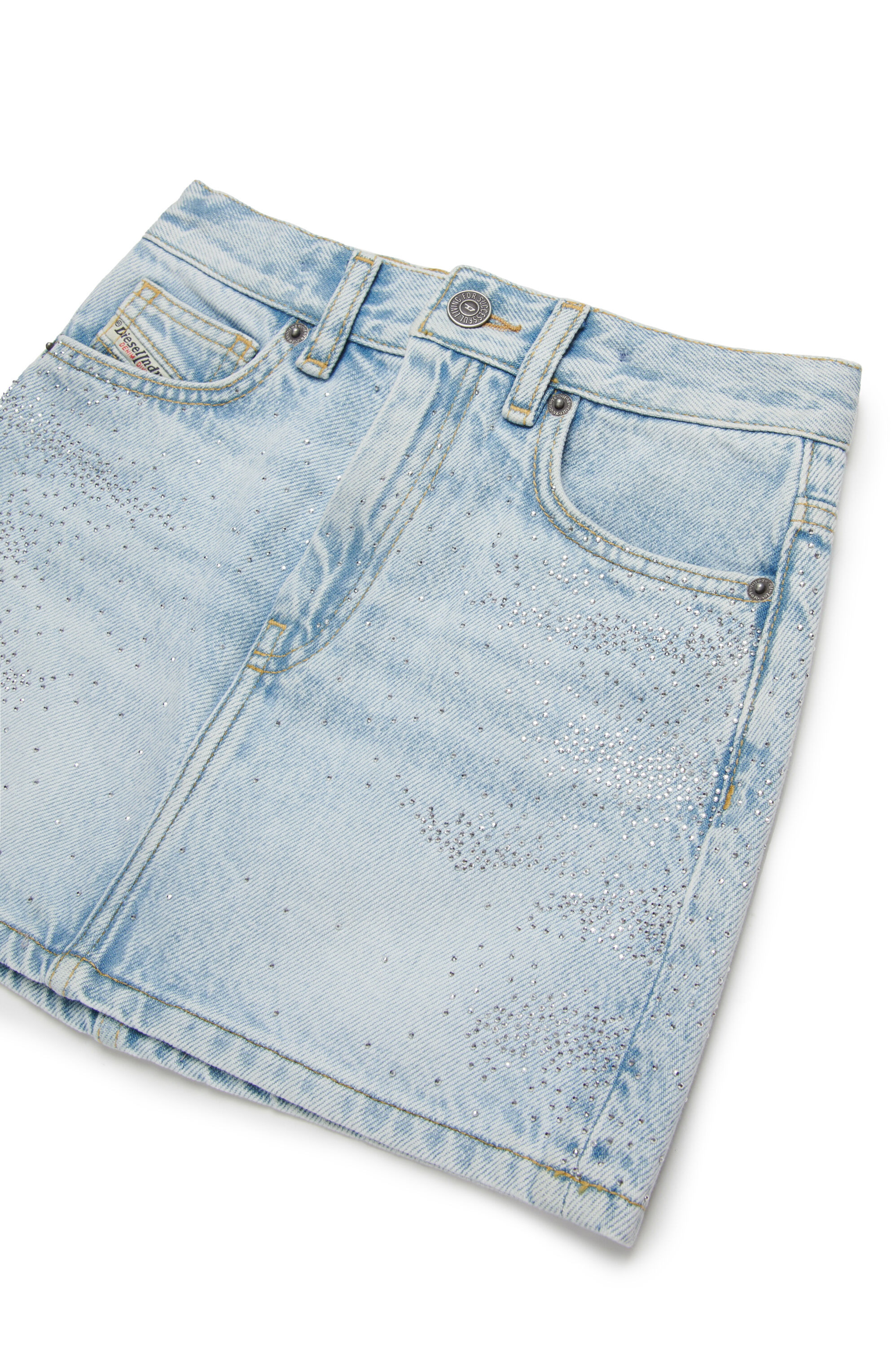 Diesel - GIANNA, Minifalda denim con microdiamantes Mujer in Azul marino - 3