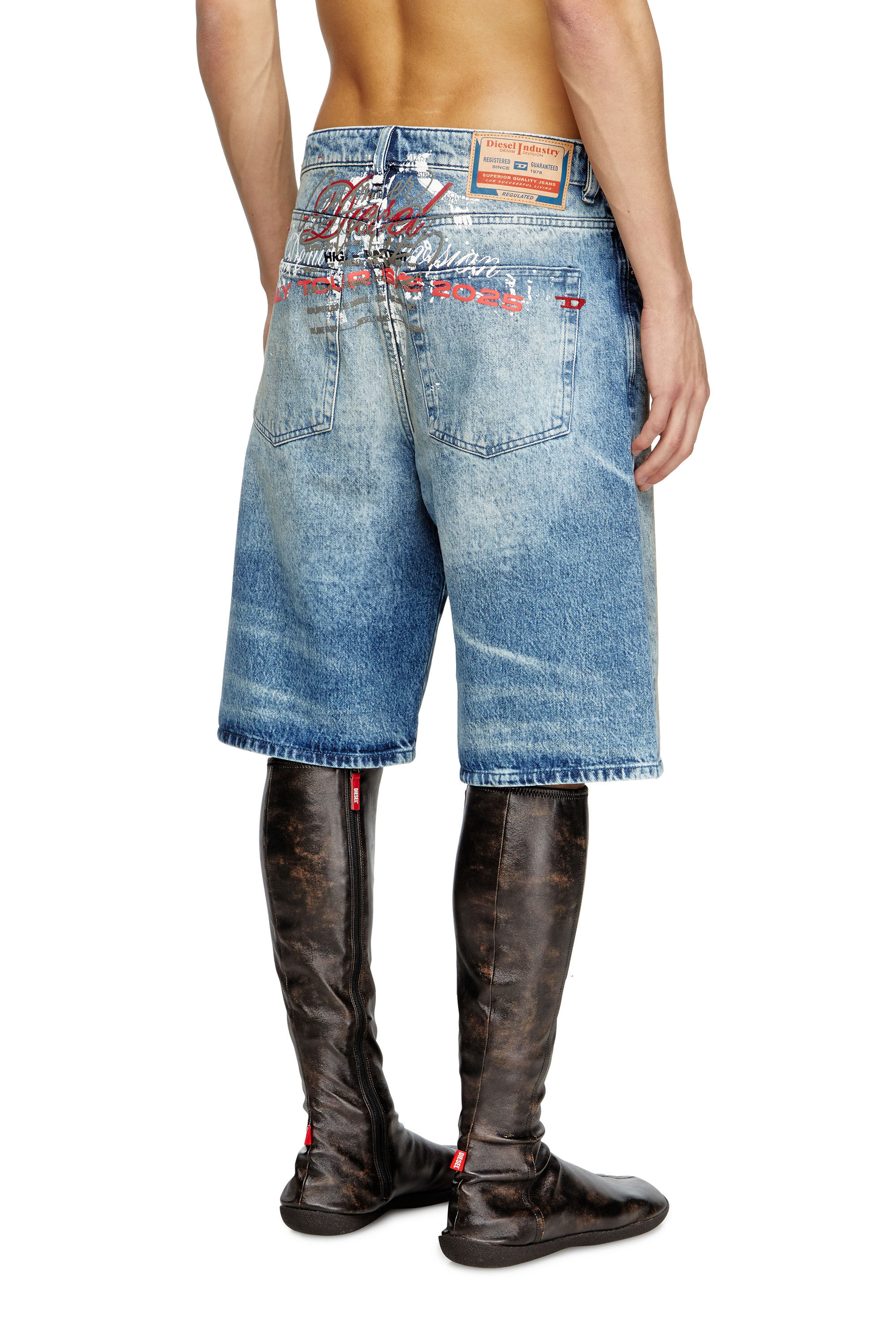 Diesel - D-RIXFORD-S, Pantalones cortos de denim con estampado de letras de canciones Hombre in Azul marino - 4
