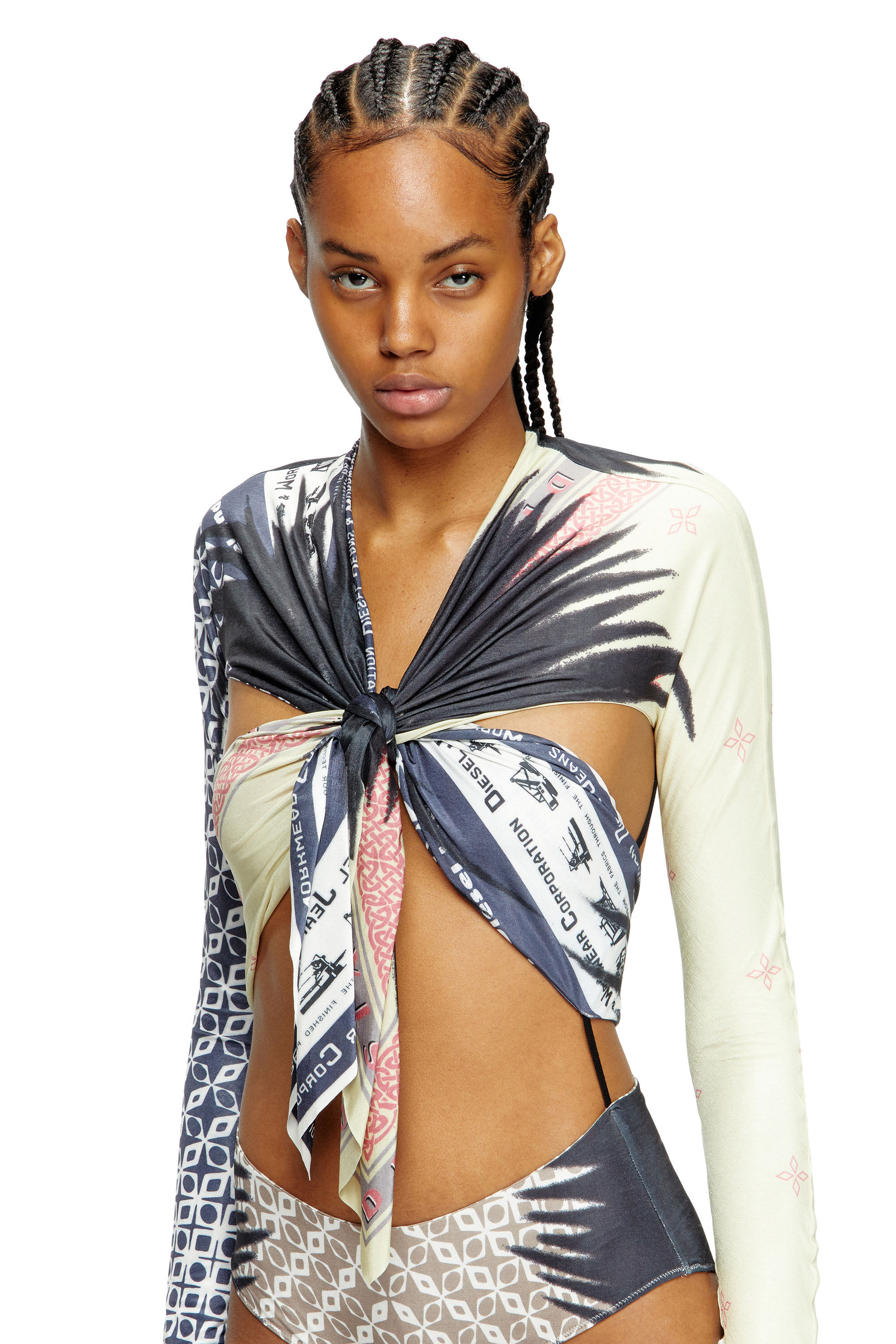 Diesel - T-EXO, Top con parte delantera de bandana drapeada Mujer in Multicolor - 5