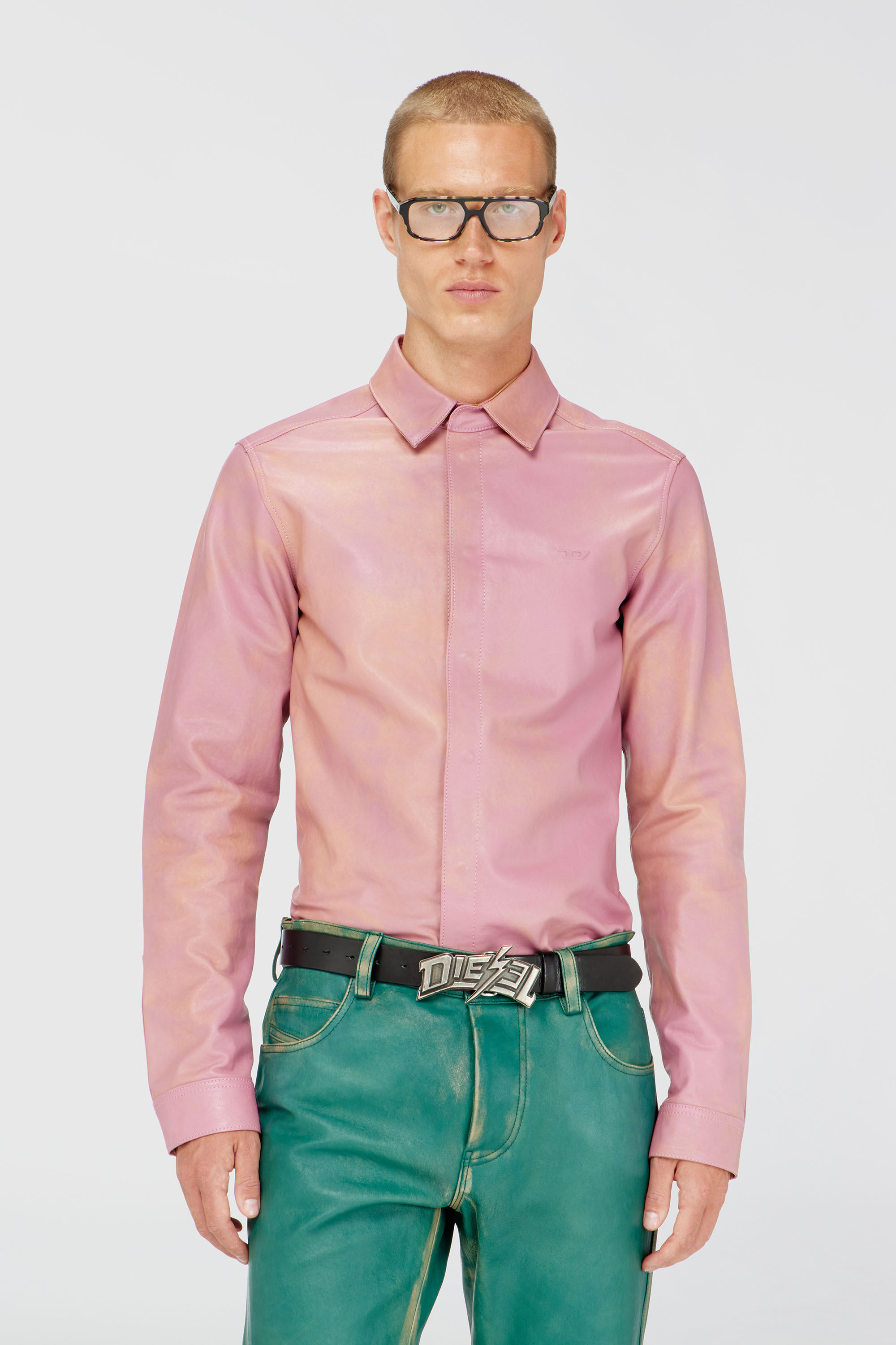 Diesel - S-CIRT, Camisa de piel tratada Hombre in Rosa - 3