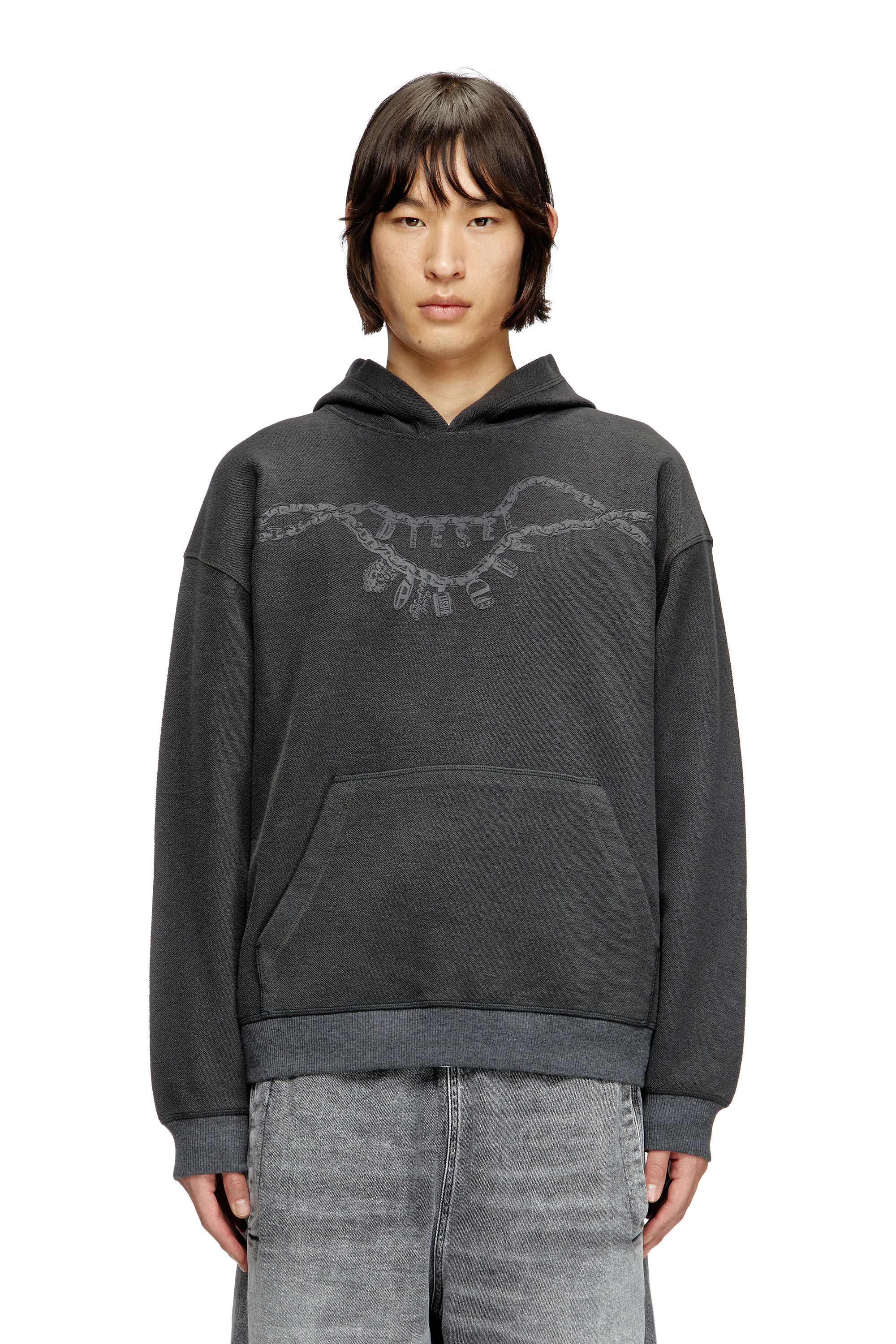 Diesel - S-BOXT-HOOD-HOSHI, Sudadera con capucha y estampado de collar con colgante Unisex in Gris - 3