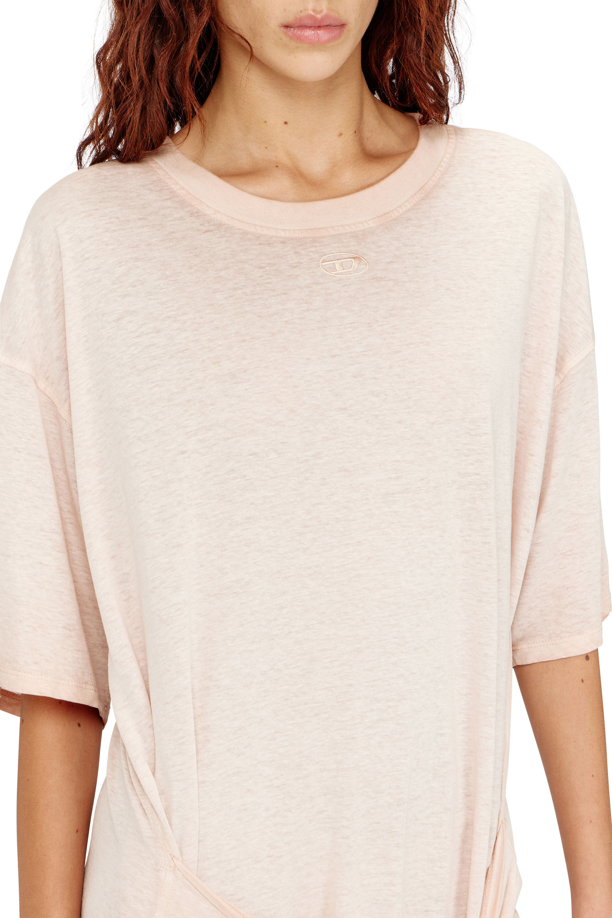 Diesel - D-EIVOR-S1, Vestido de c&aacute;&ntilde;amo y algod&oacute;n con detalle cruzado Mujer in ToBeDefined - 4