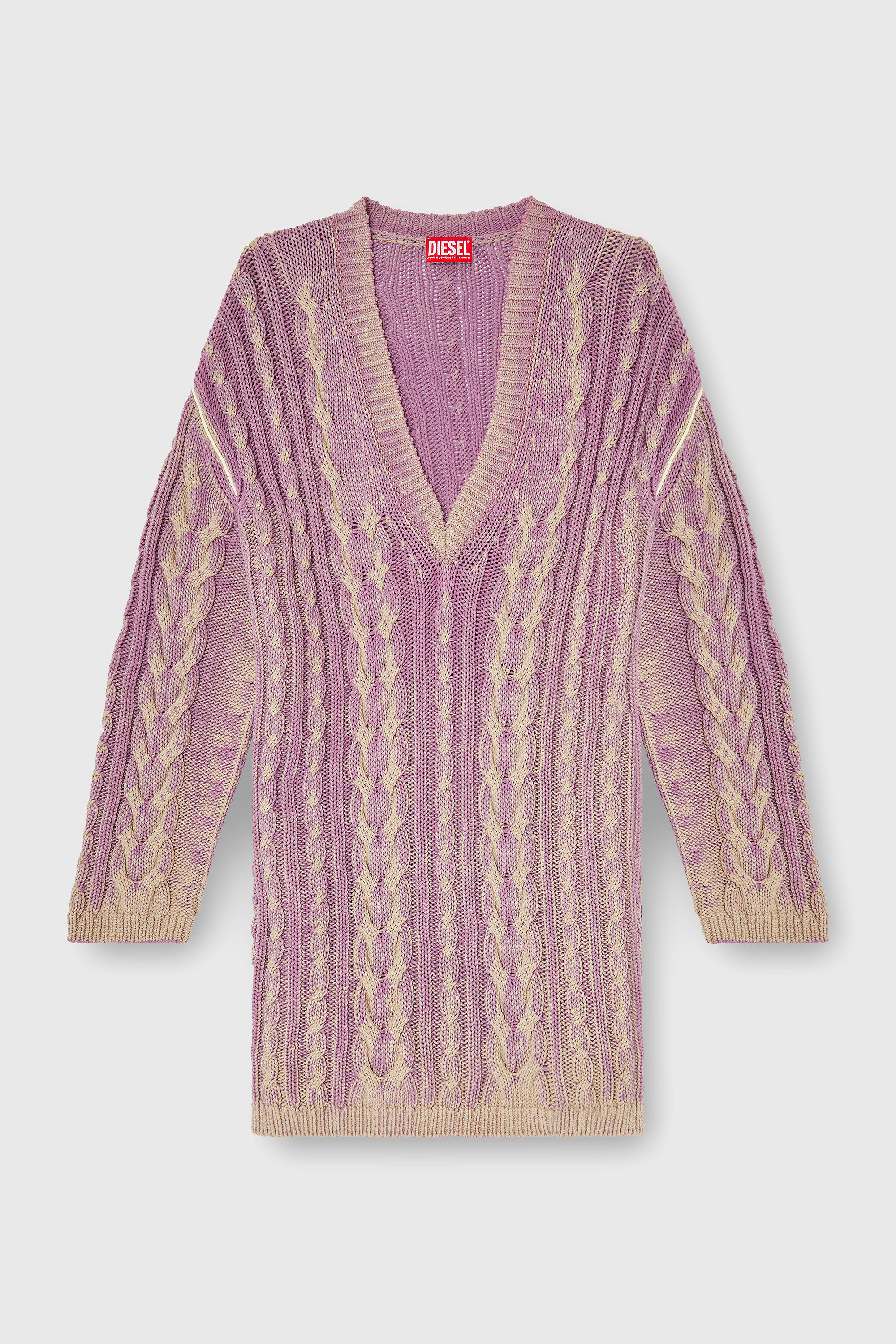 Diesel - M-ELGA, Vestido corto de punto trenzado Mujer in Morado - 2