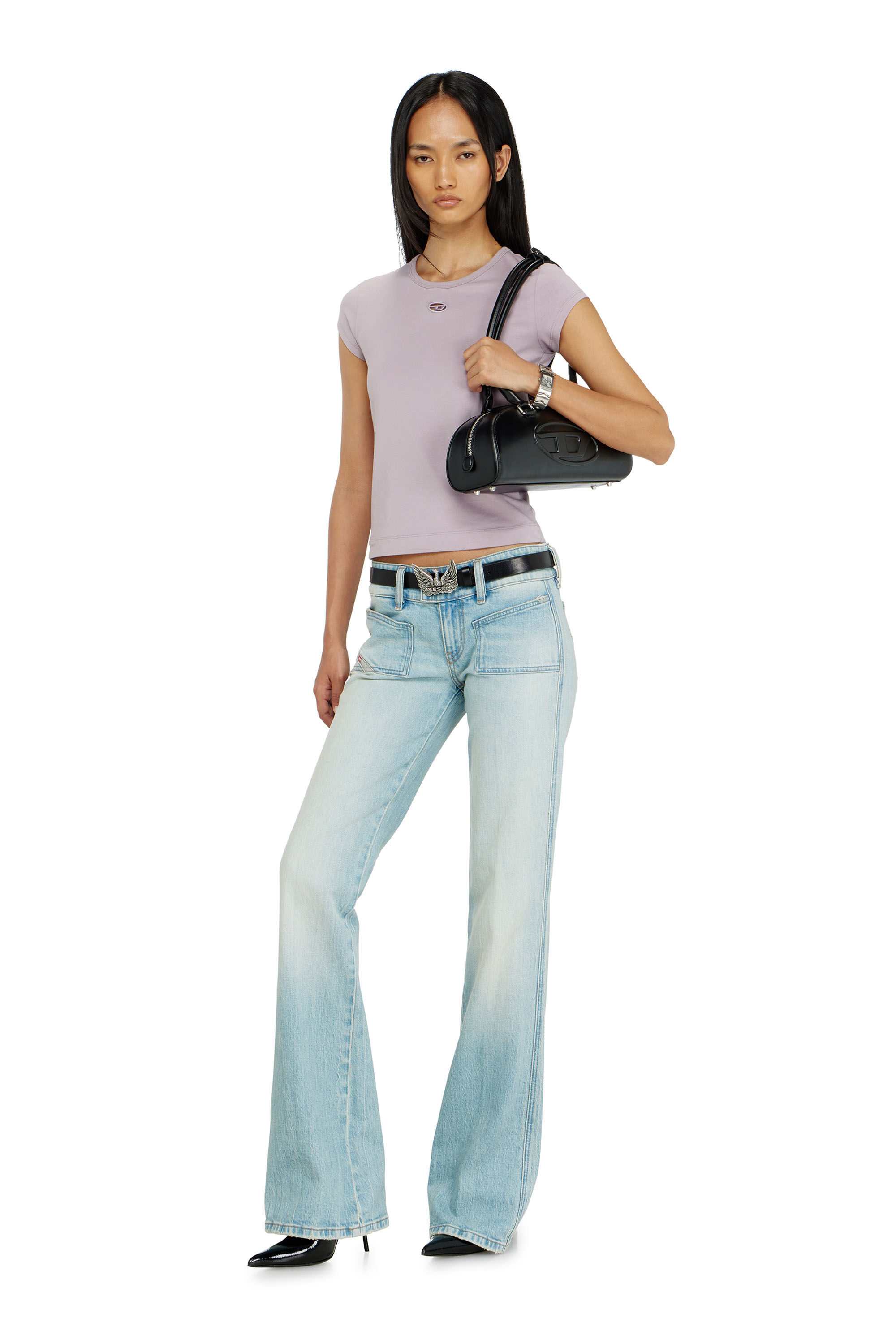 Diesel - T-ANGIE-OD, Camiseta con logotipo bordado con abertura Mujer in ToBeDefined - 1