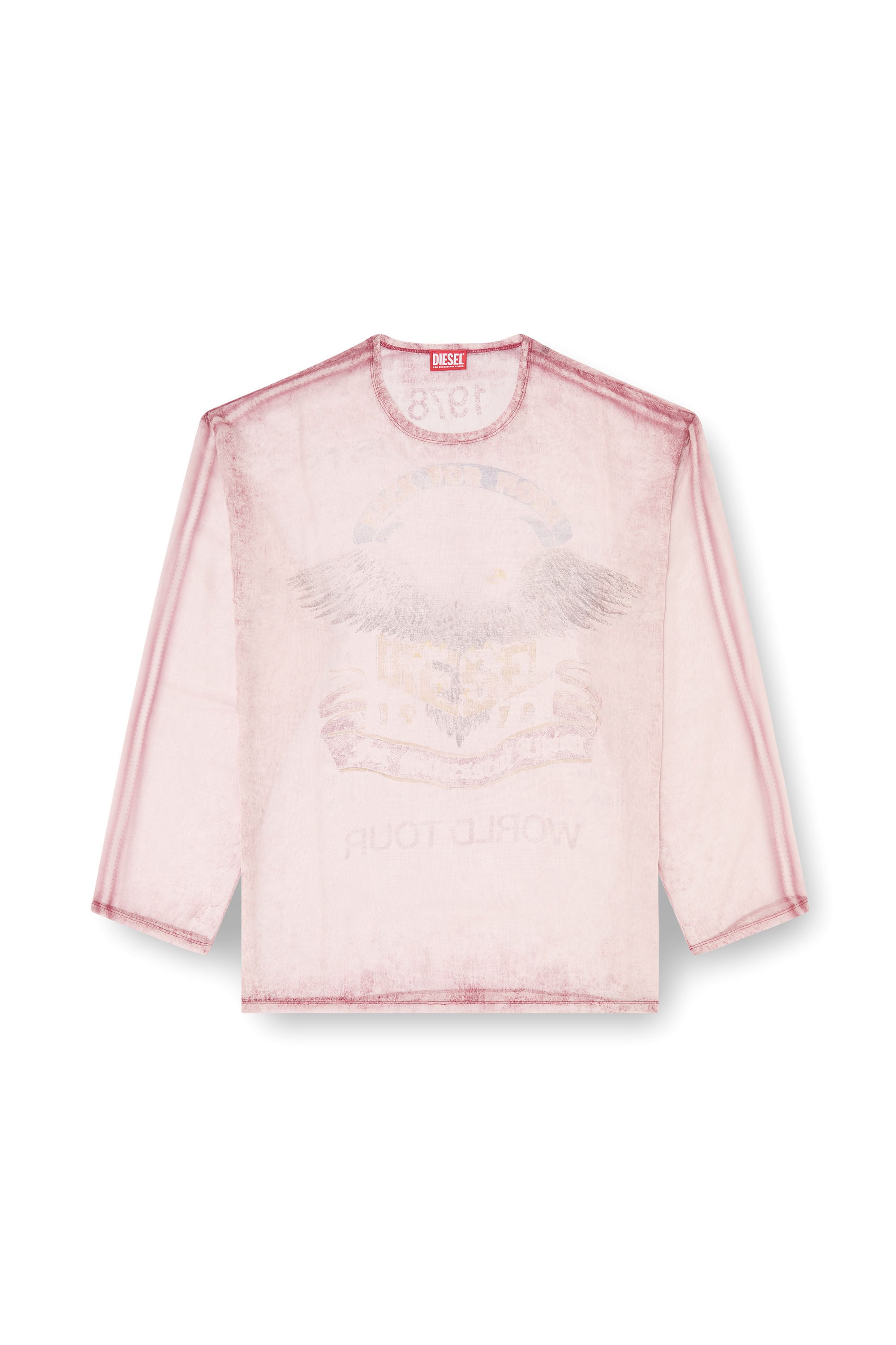Diesel - T-DOUBLEX-LS, Top de gasa transparente con gr&aacute;ficos de concierto Hombre in ToBeDefined - 2