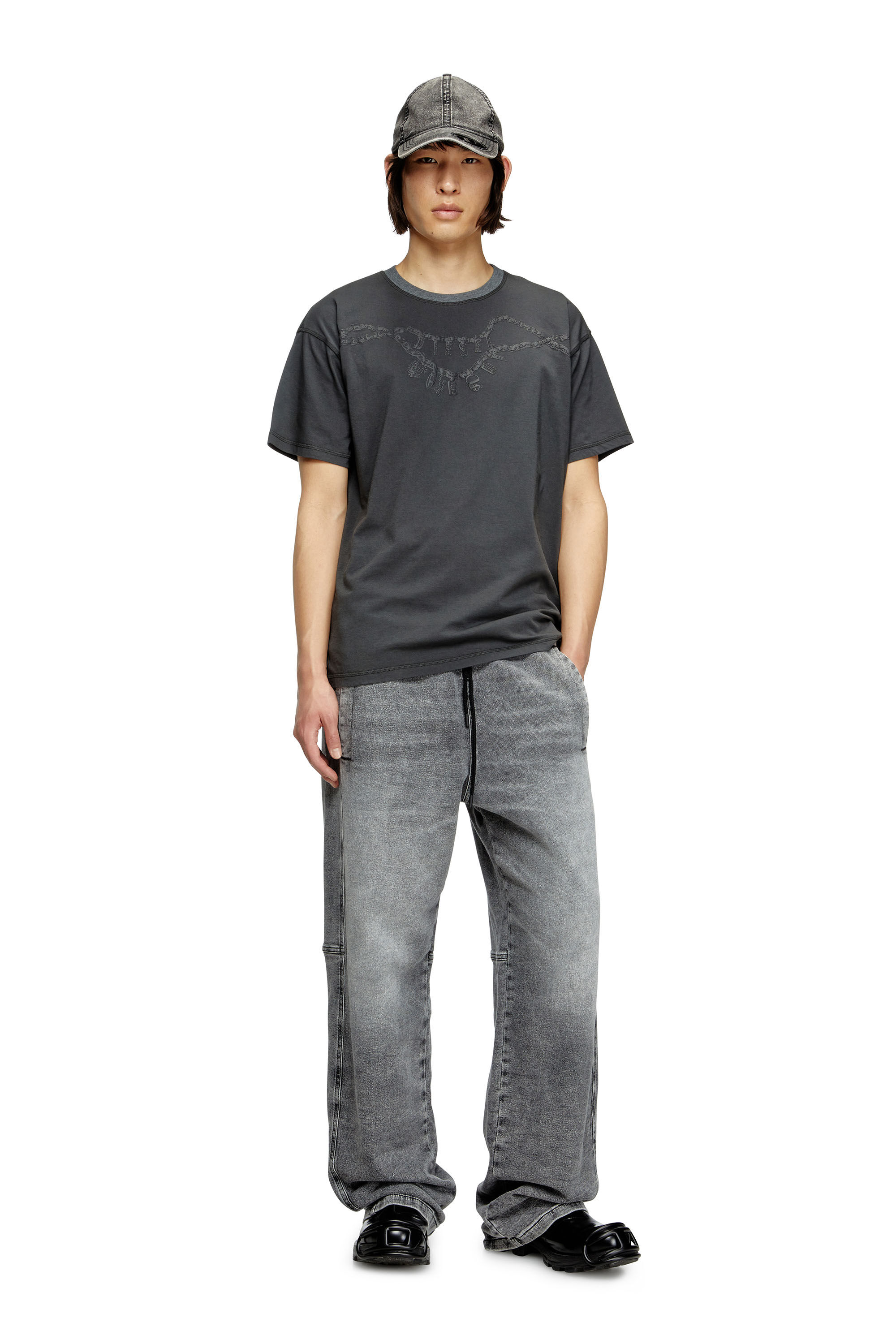 Diesel - T-NORM-HOSHI, Camiseta con estampado de collar con colgante Unisex in Gris - 1