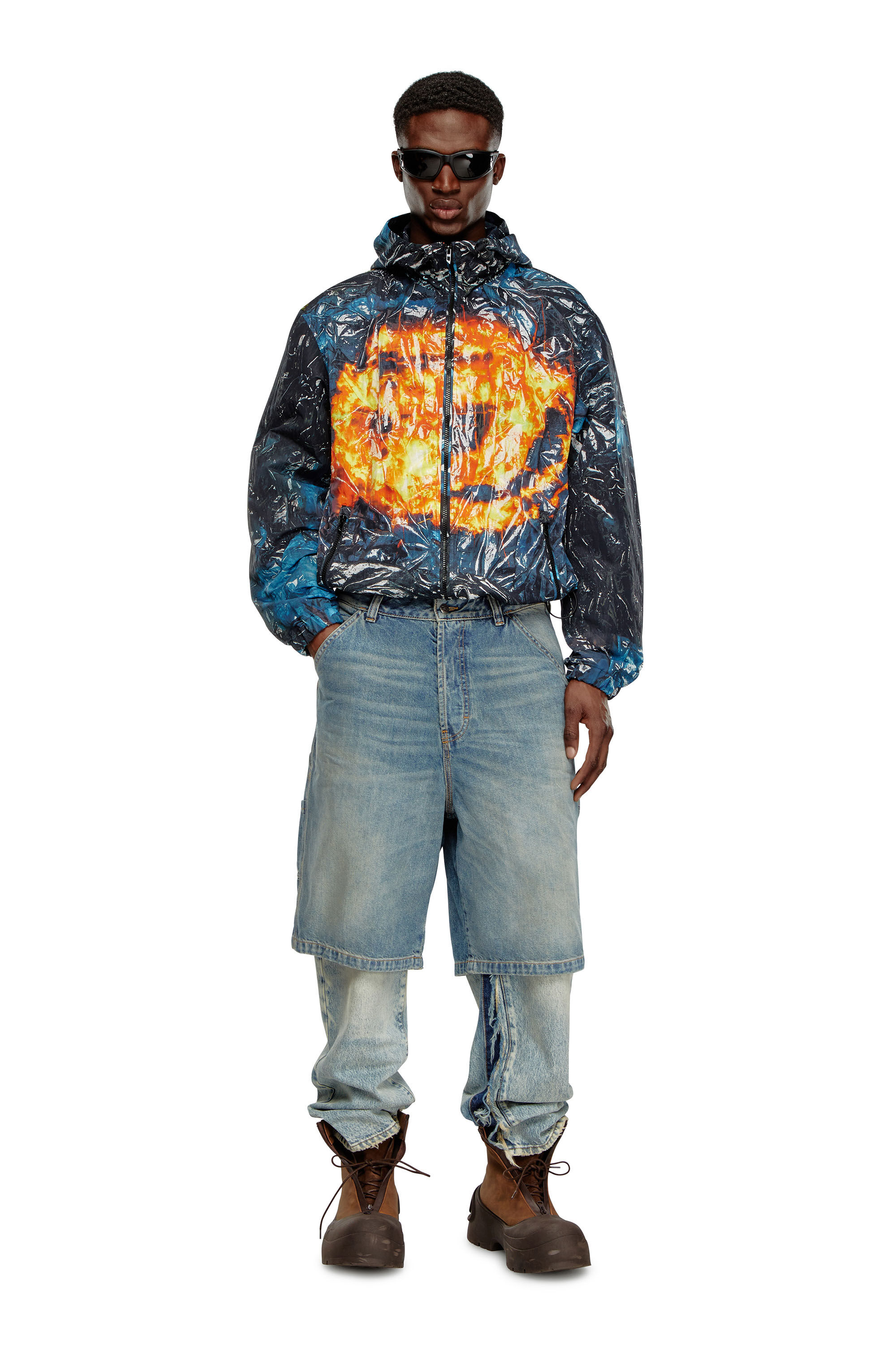 Anorak con capucha con estampado de poster Hombre Multicolor Diesel